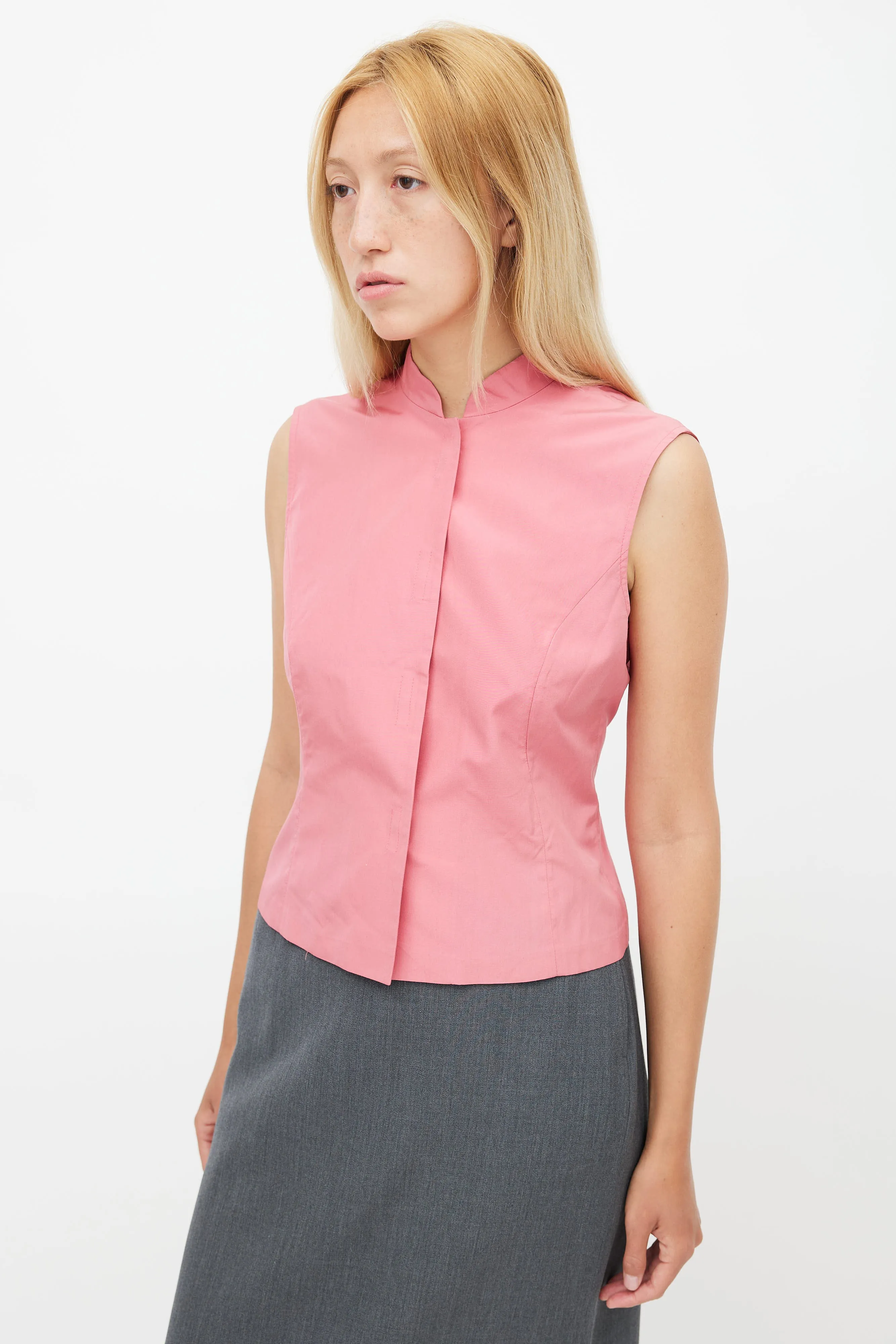 1990's Pink Silk Velcro Top