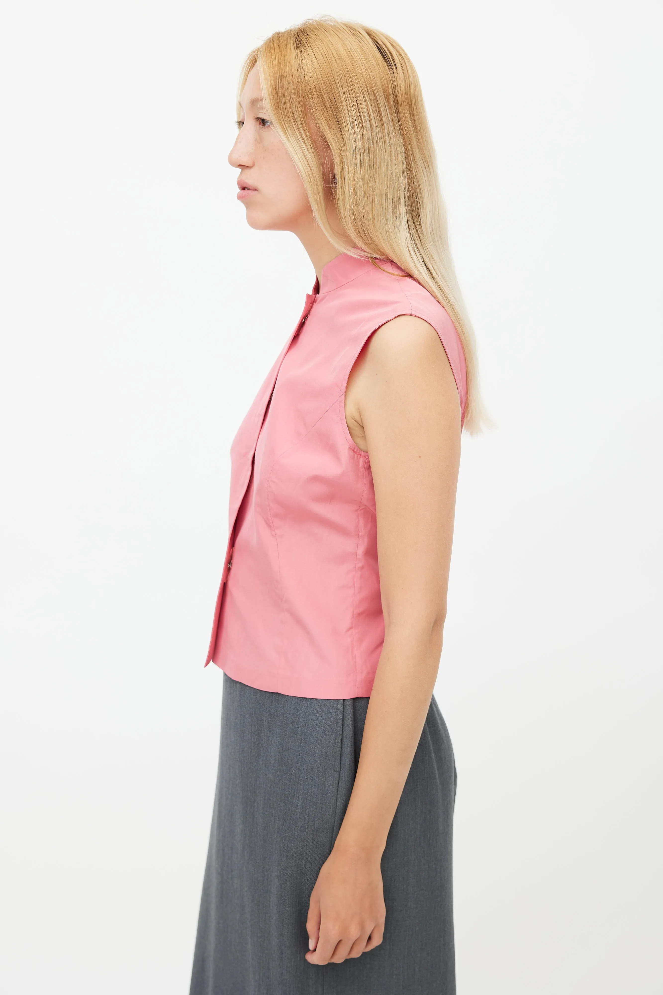 1990's Pink Silk Velcro Top