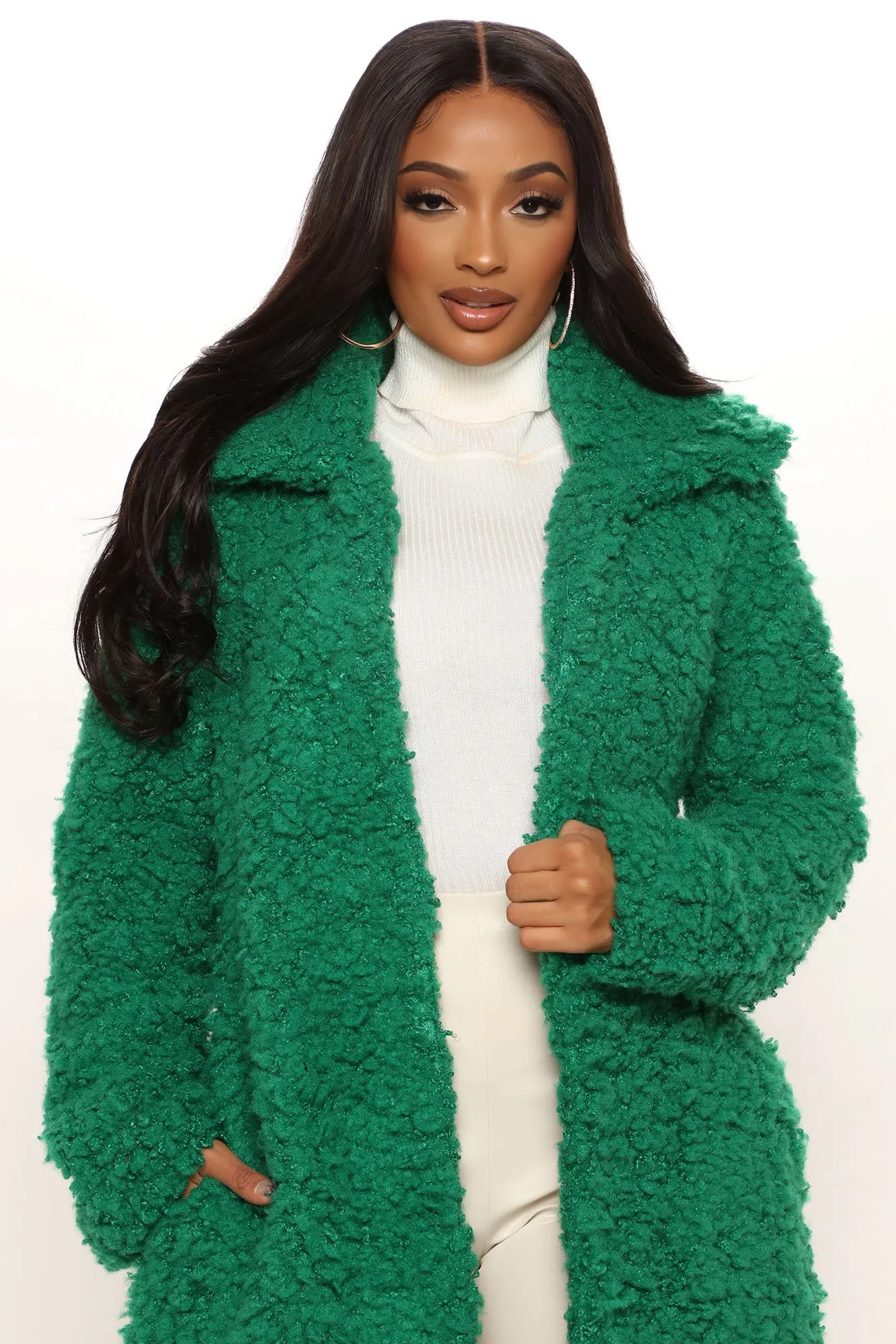 All About Me Fuzzy Coat - Kelly Green