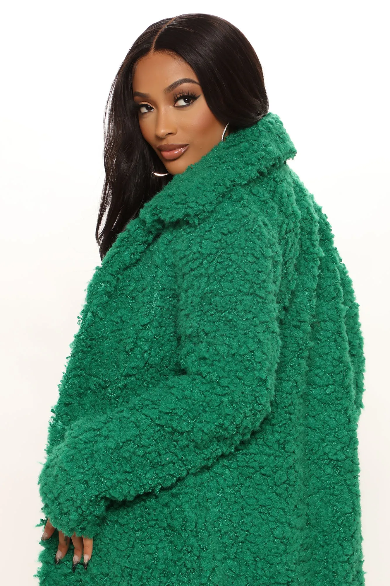 All About Me Fuzzy Coat - Kelly Green