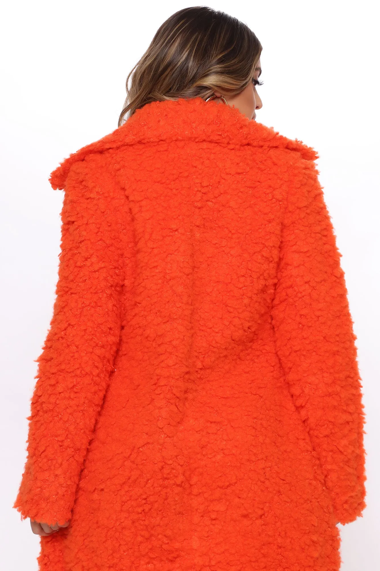 All About Me Fuzzy Coat - Orange