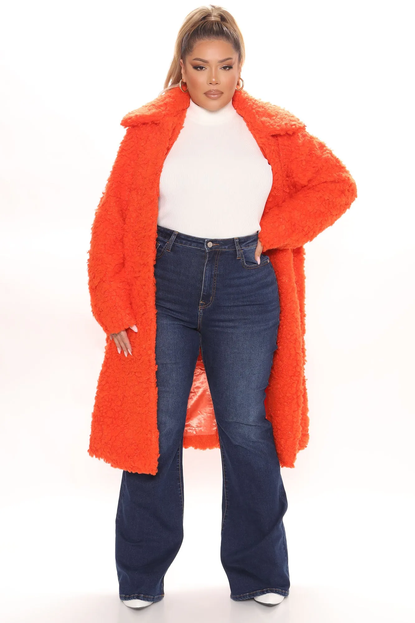 All About Me Fuzzy Coat - Orange