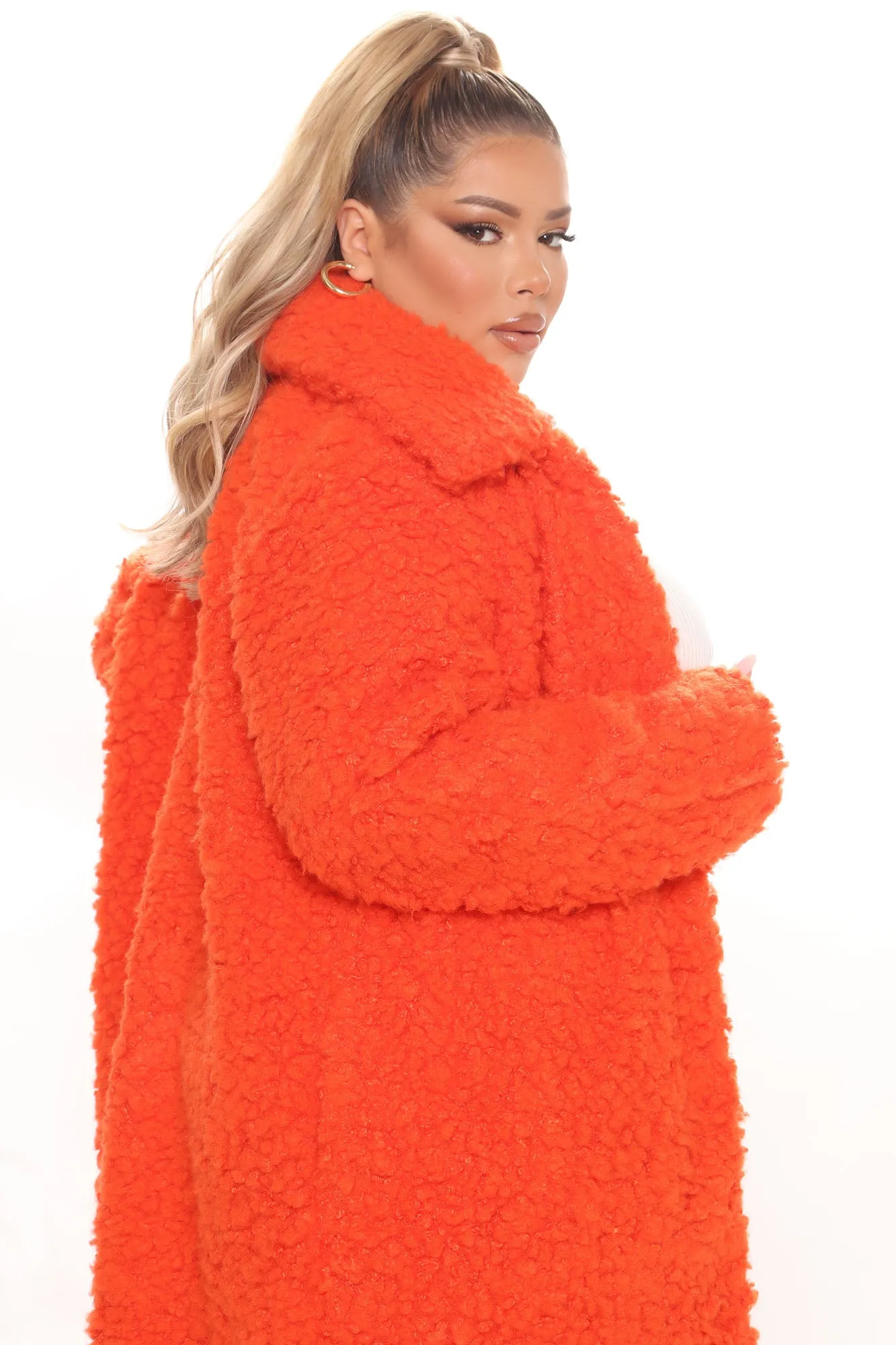 All About Me Fuzzy Coat - Orange