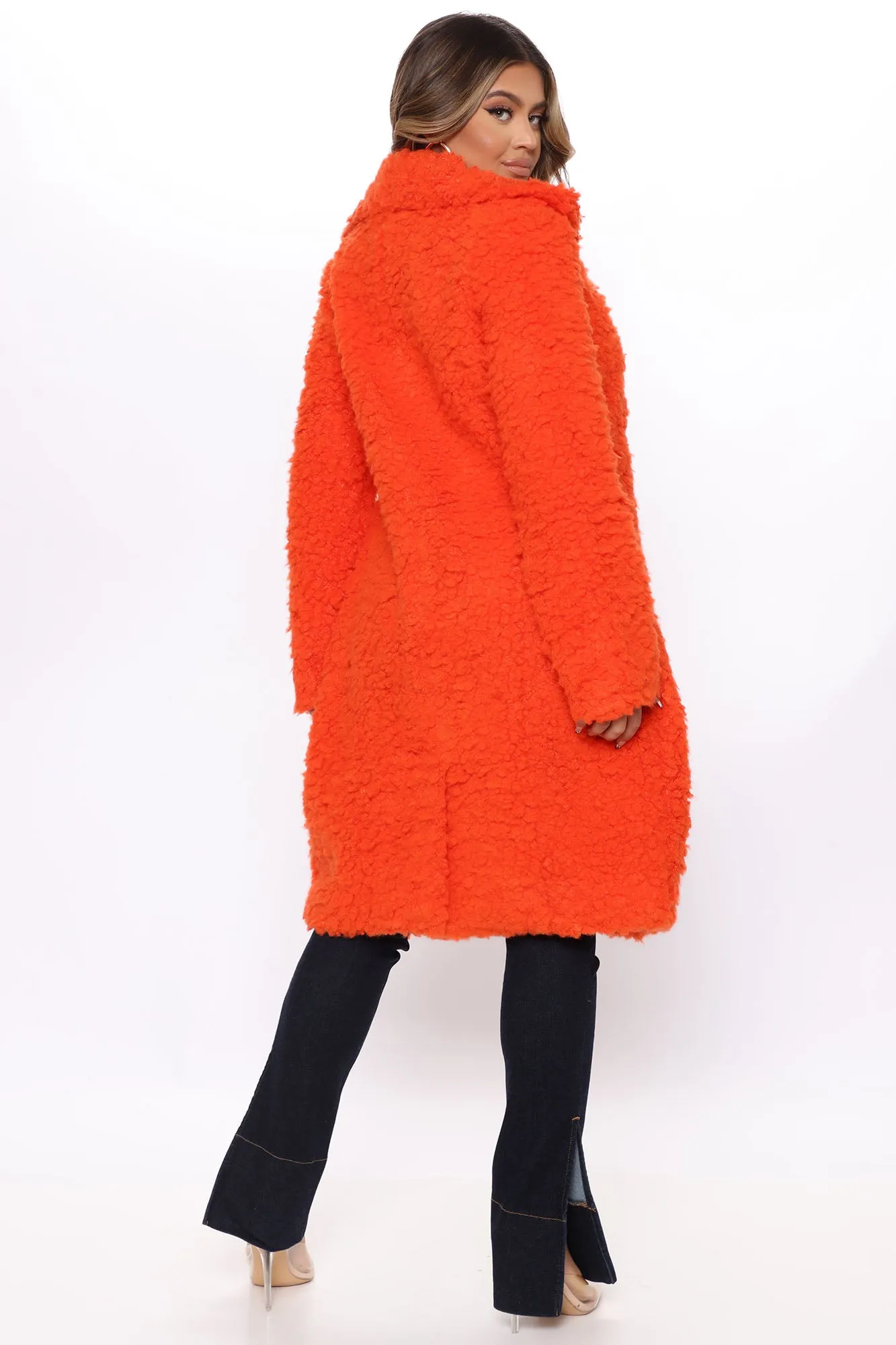 All About Me Fuzzy Coat - Orange