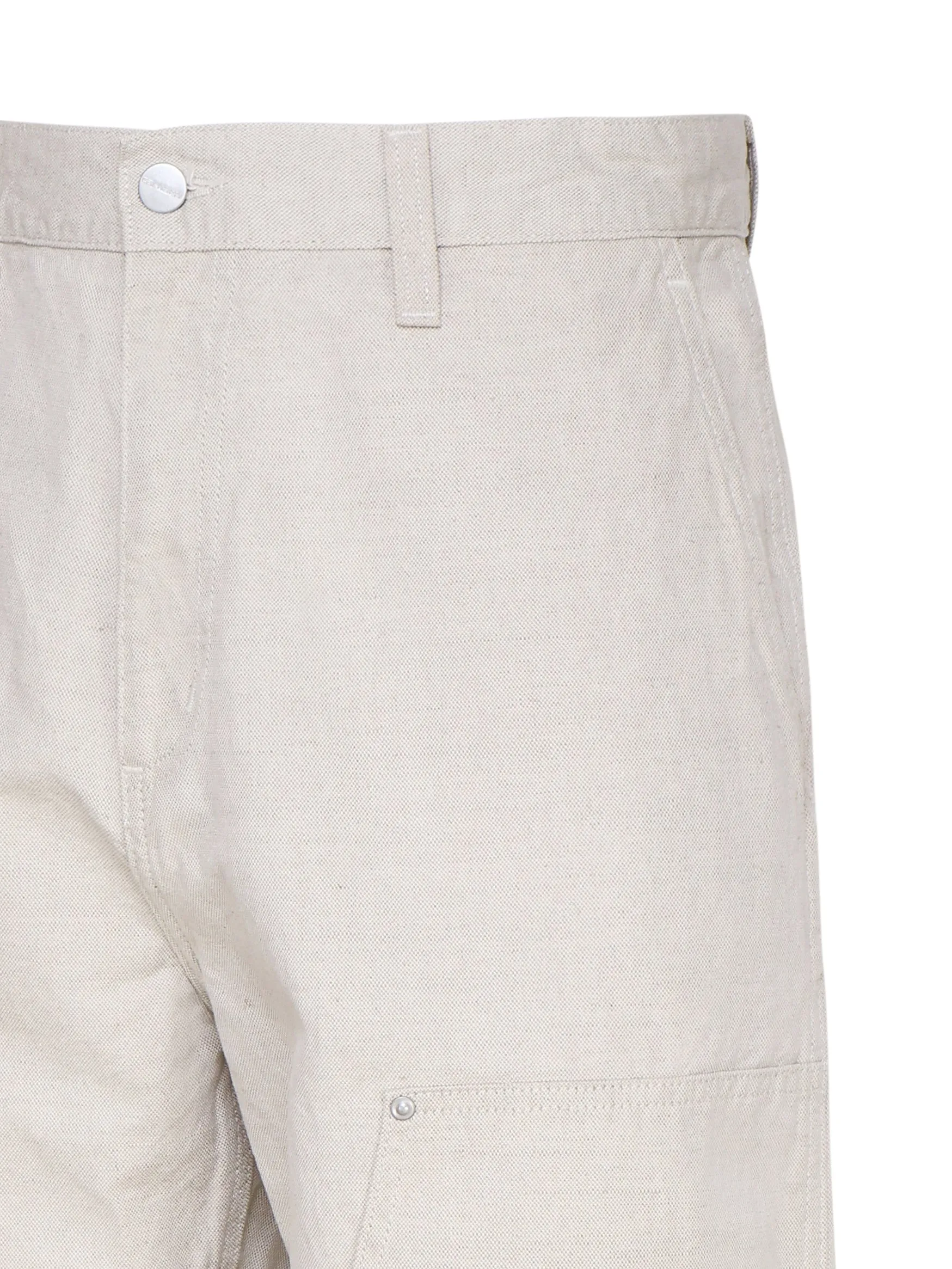 Beige Relaxed Tapered Knee Pants