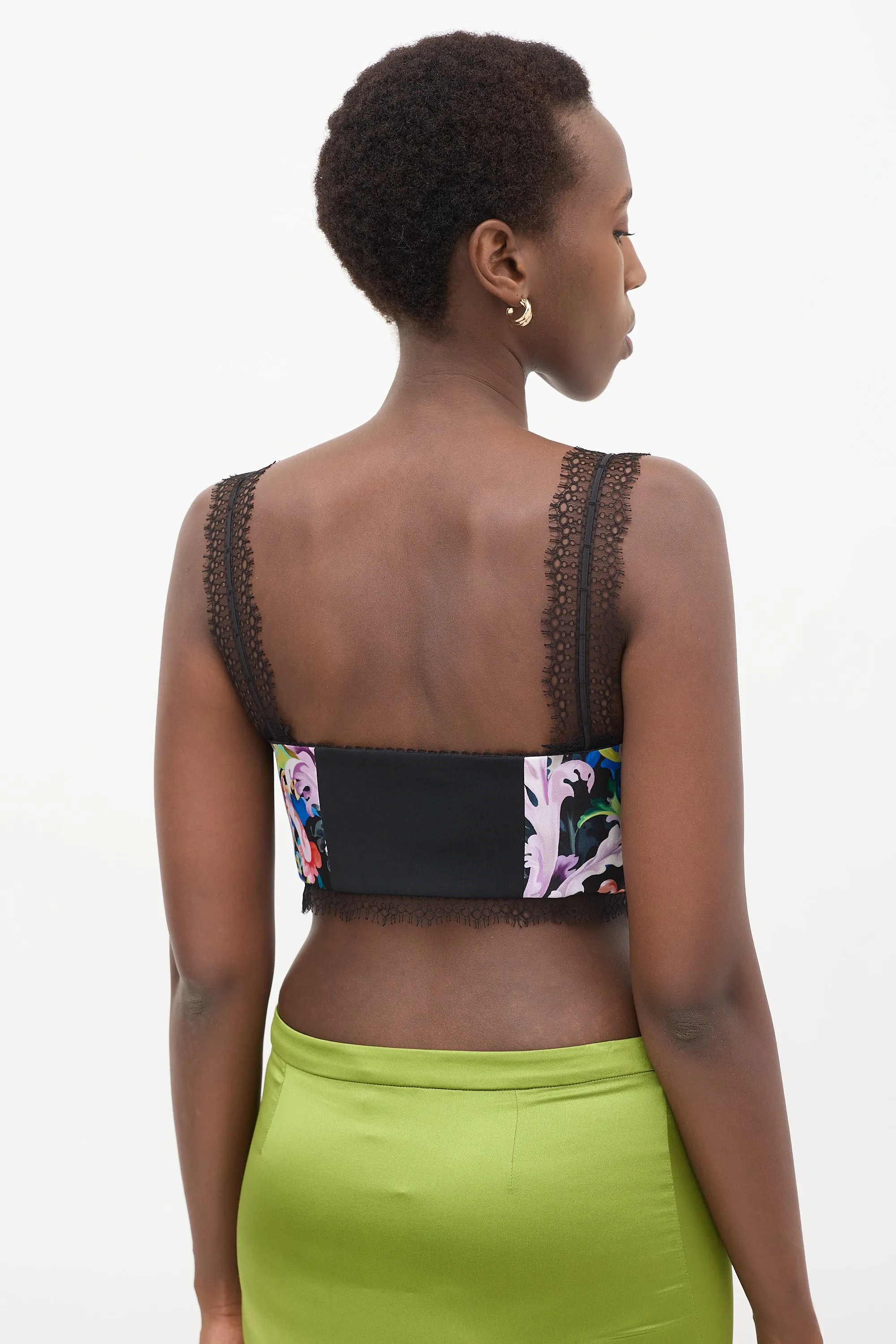 Black & Multi Barocco Print Bustier Top