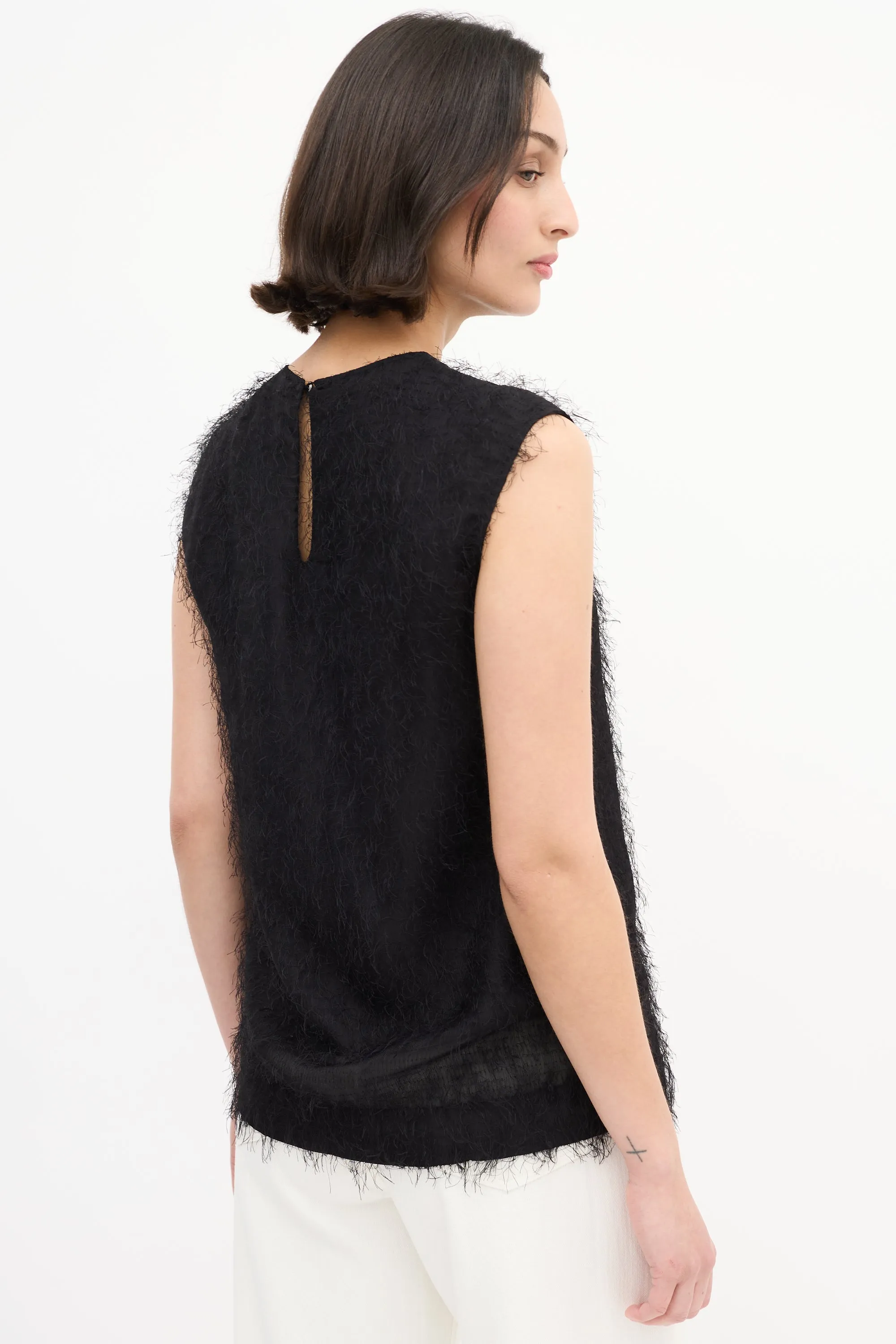 Black Fuzzy Sleeveless Top