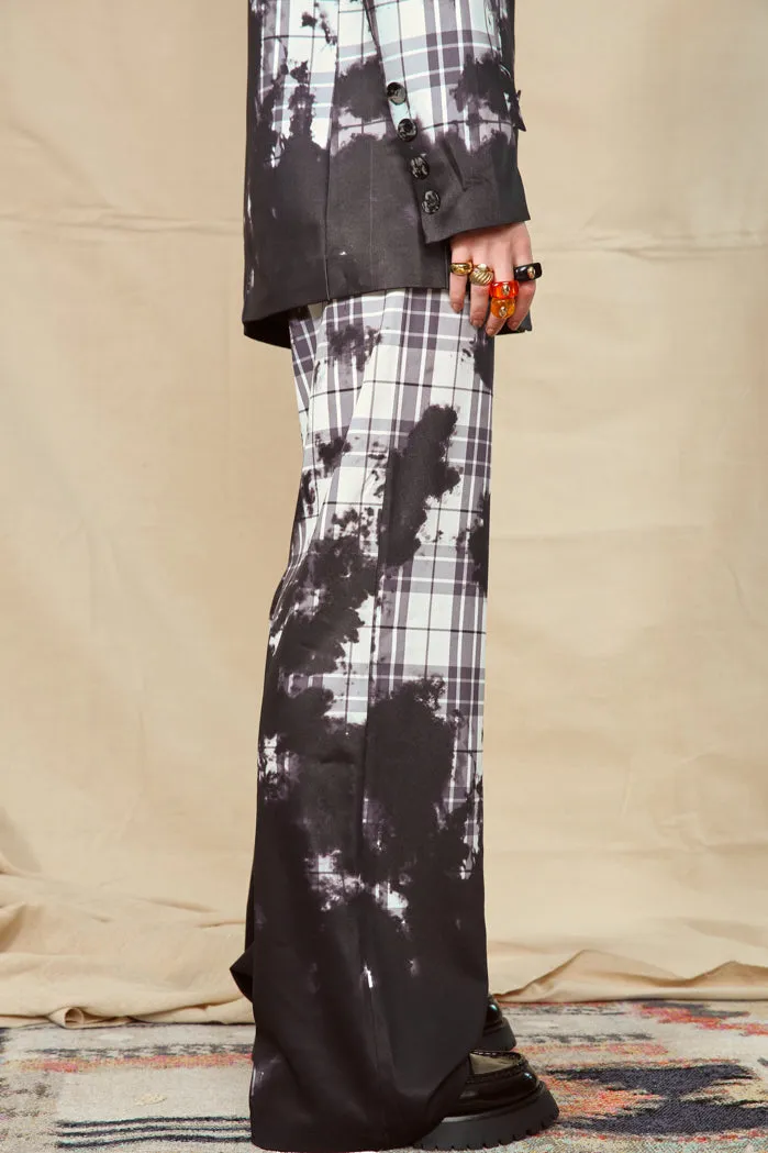 Bleach Check Relaxed Wide Leg Trouser