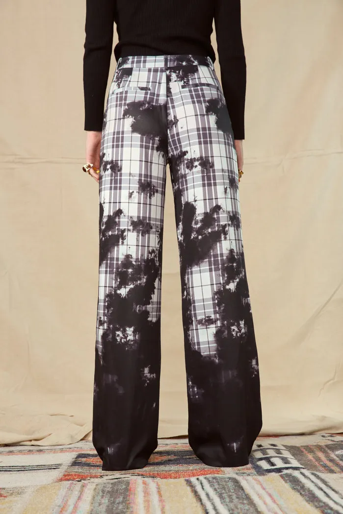 Bleach Check Relaxed Wide Leg Trouser