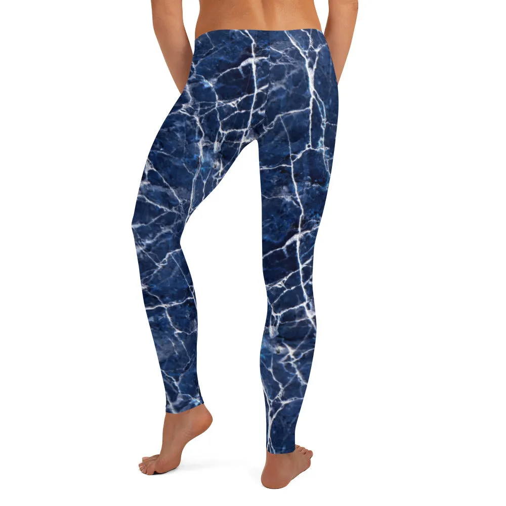 Blue Marble Pattern Leggings