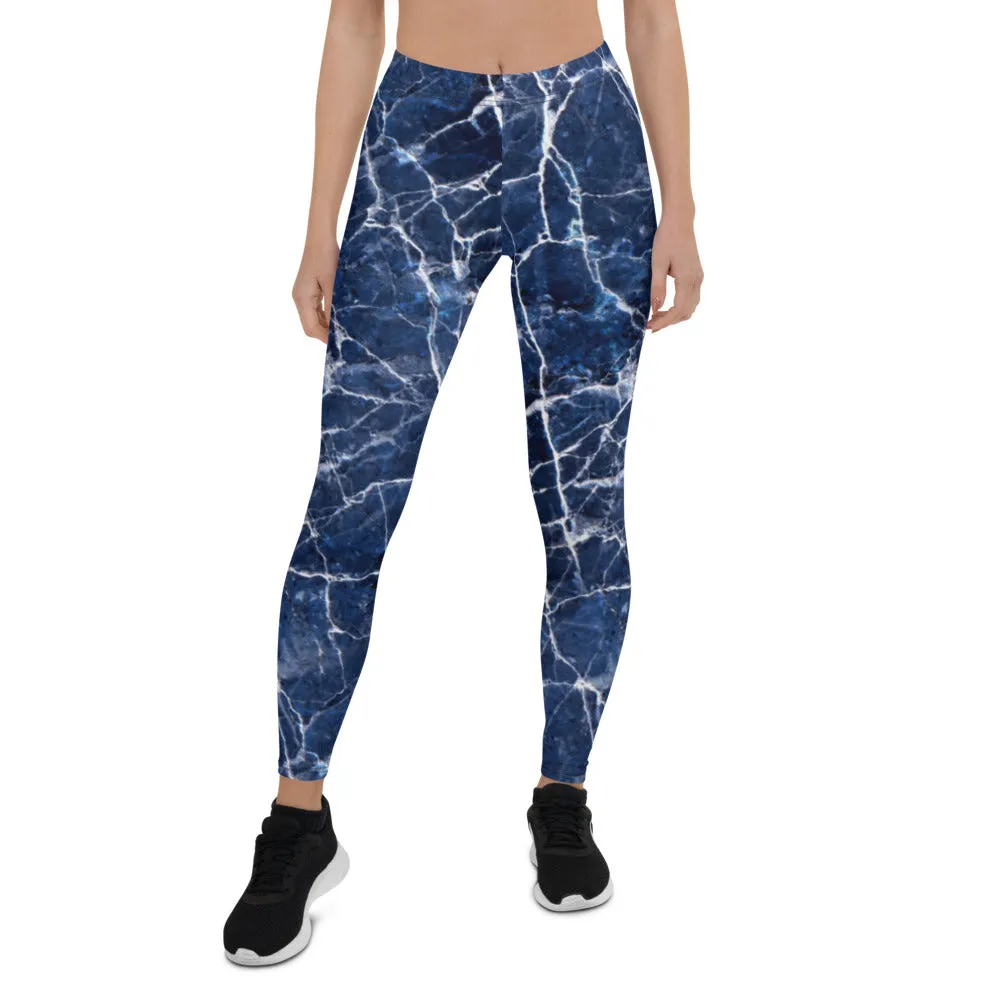 Blue Marble Pattern Leggings