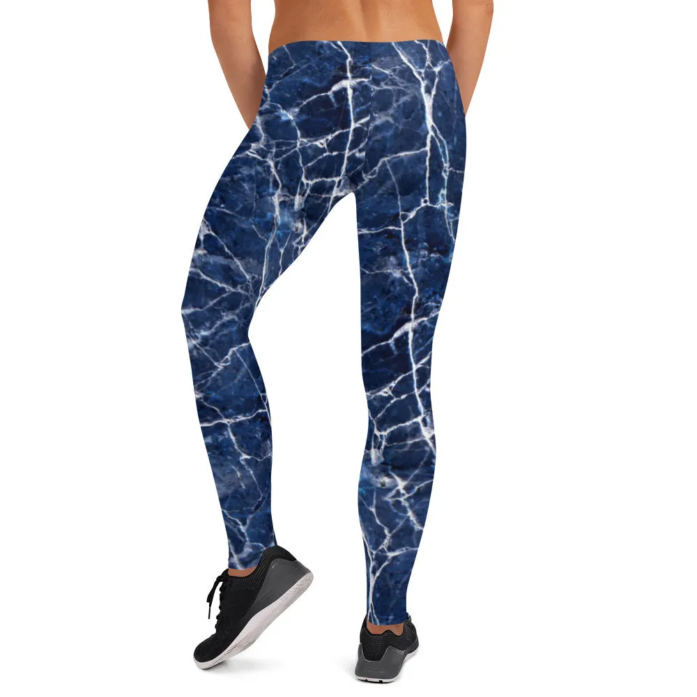 Blue Marble Pattern Leggings