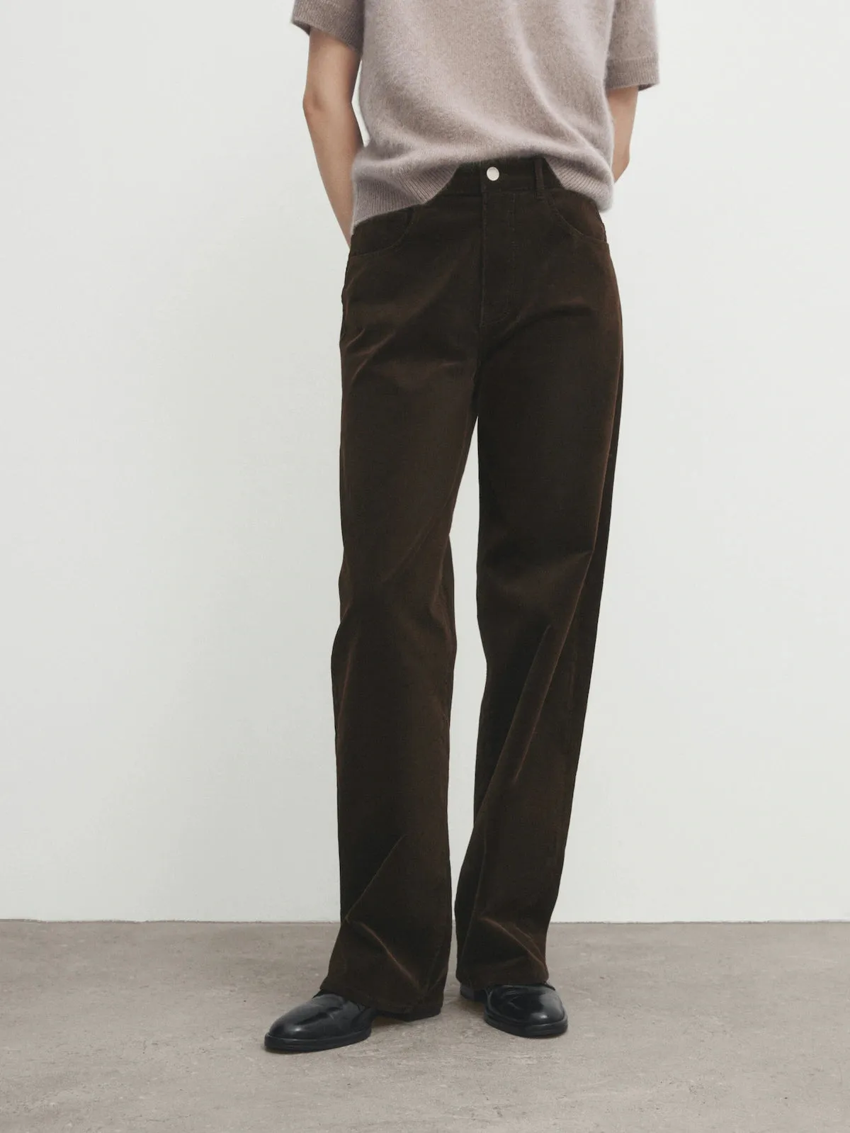 Brown Relaxed Fit Needlecord Trousers