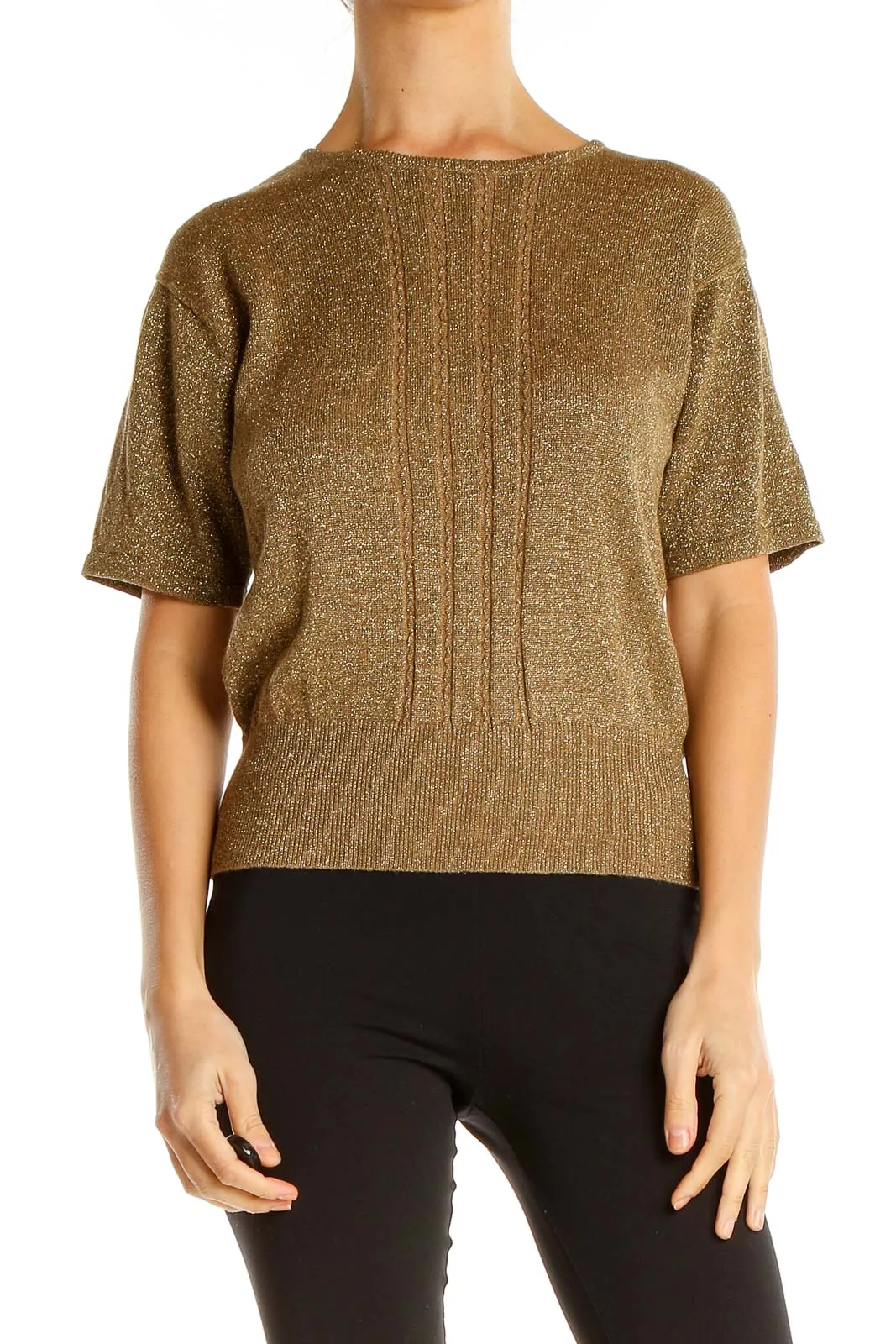 Brown Shimmer Woven Retro Top