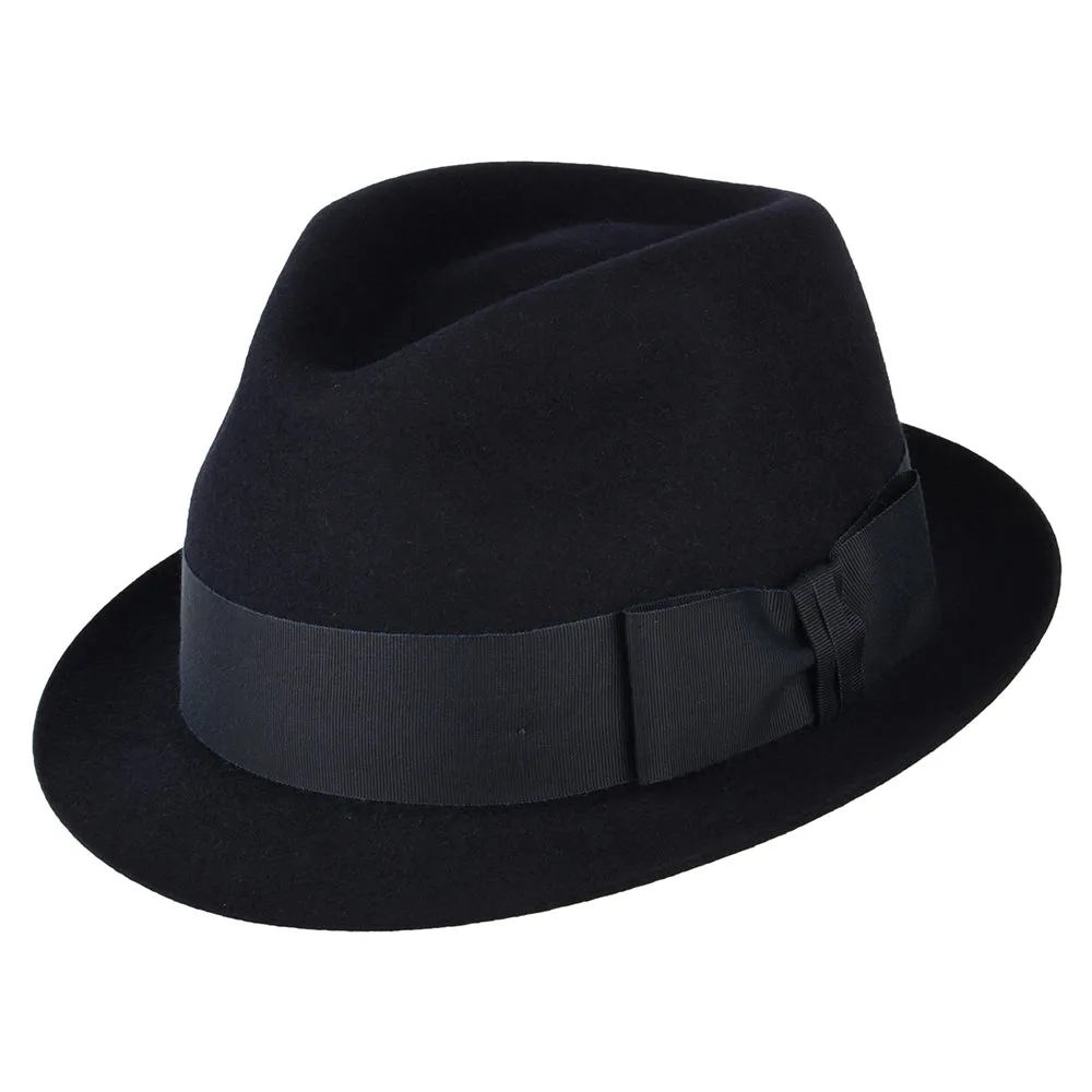 Christys Hats Pinch Vegas Fur Felt Trilby Hat - Navy Blue