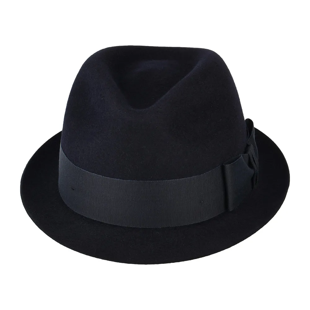 Christys Hats Pinch Vegas Fur Felt Trilby Hat - Navy Blue