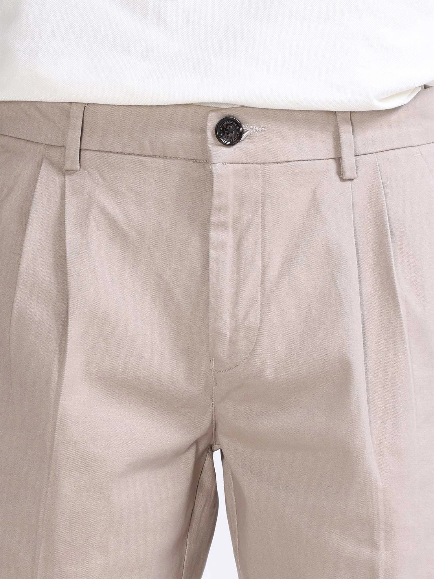 Duca Double Pleated Beige Relaxed Pant