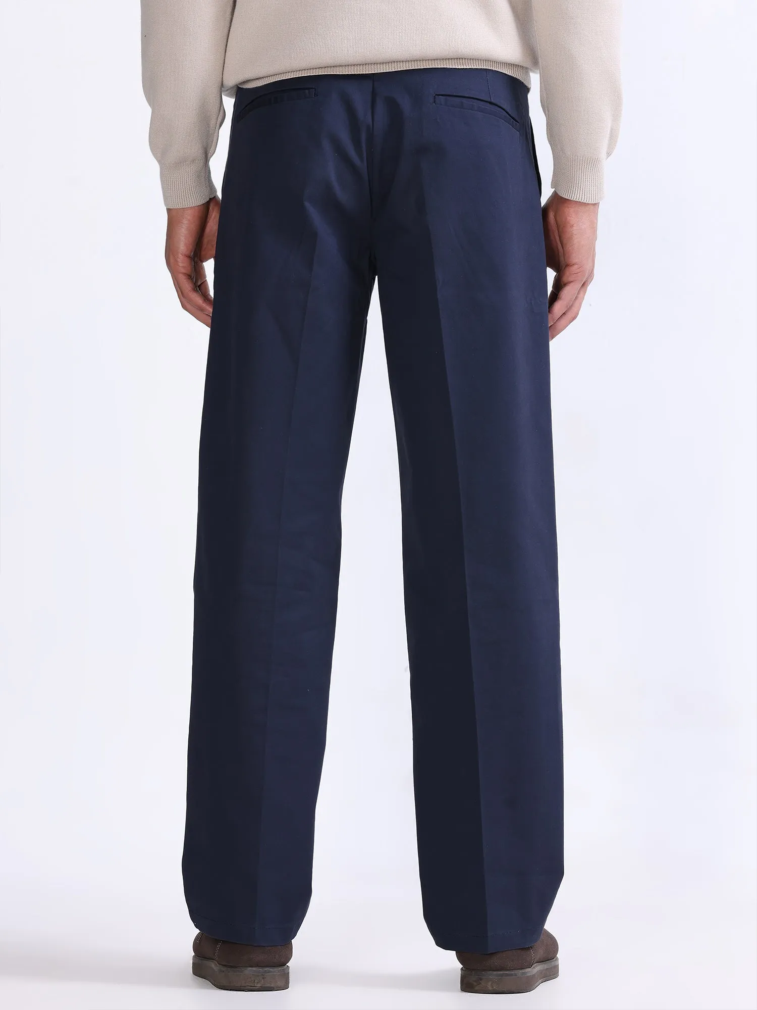 Duca Double Pleated Navy Relaxed Pant