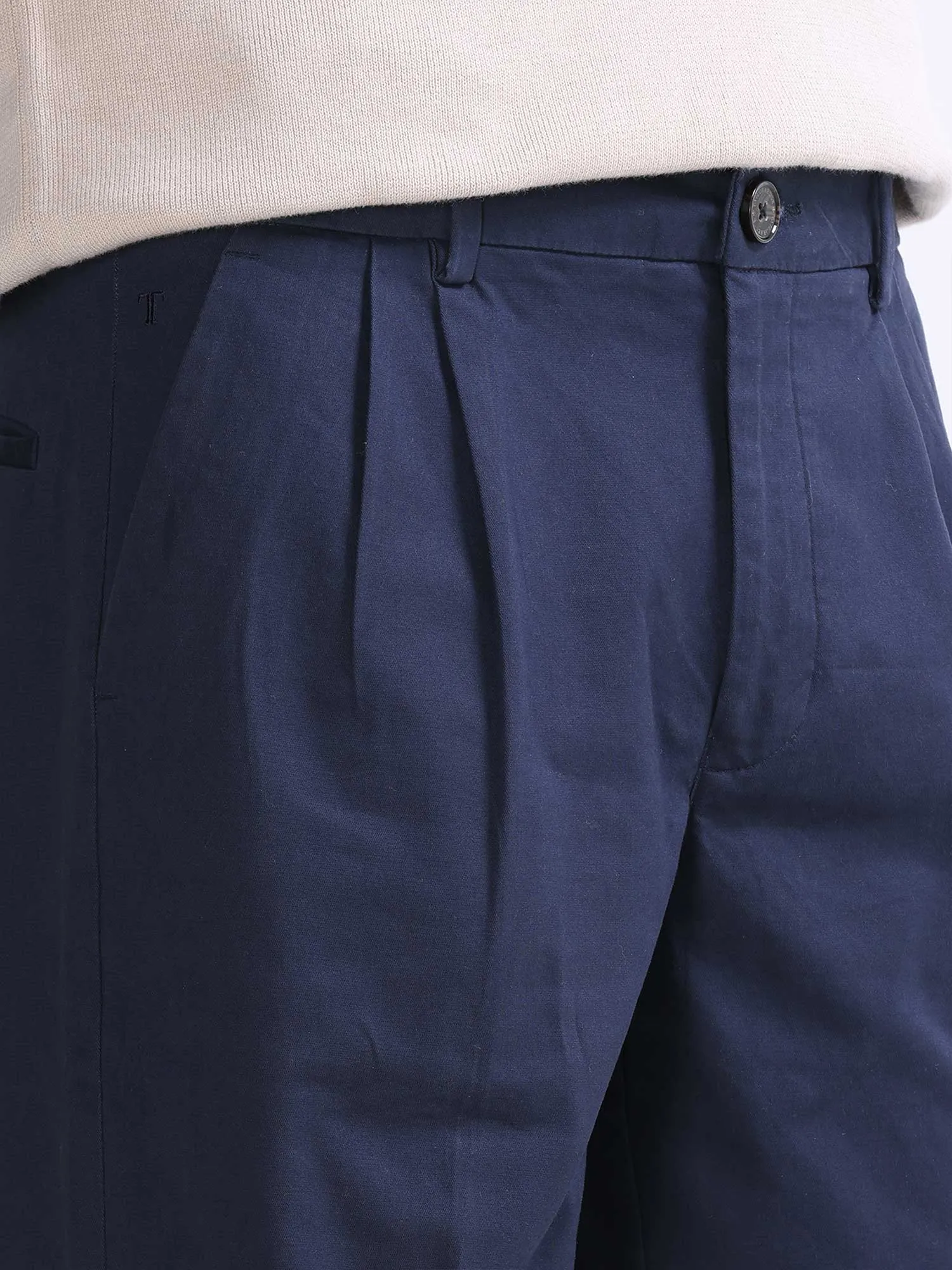 Duca Double Pleated Navy Relaxed Pant