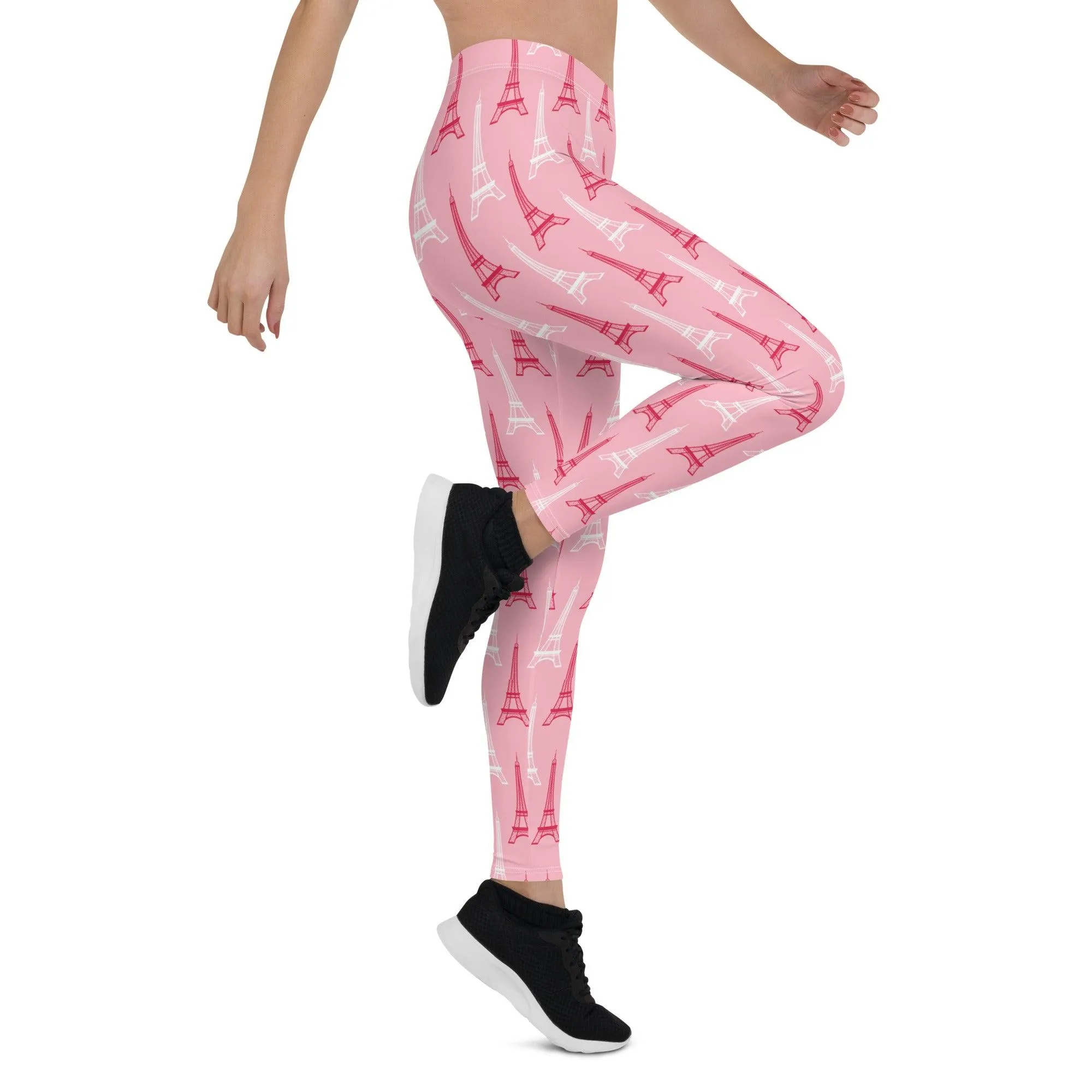 Eiffel Tower Chic Pink Leggings