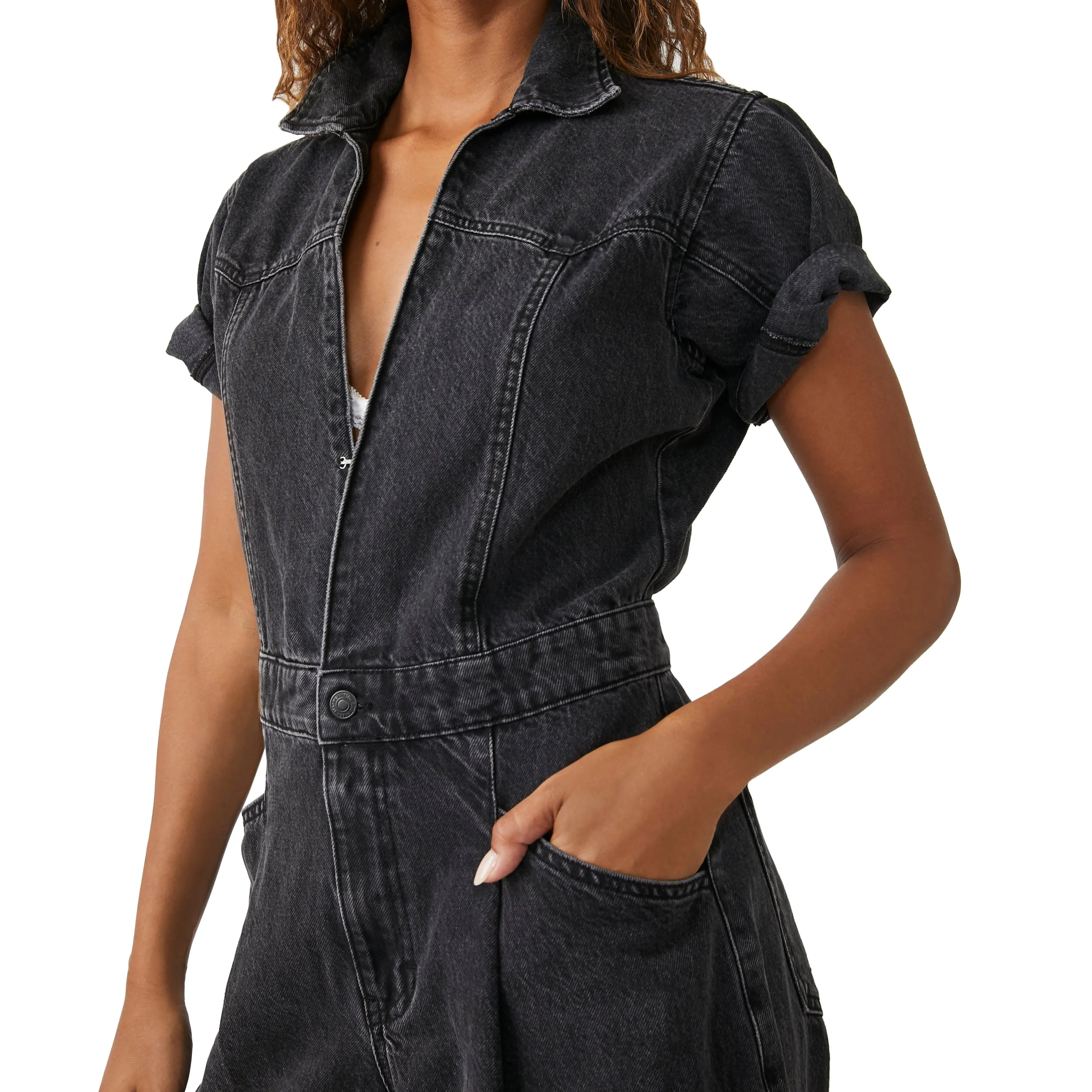 Free People Marla Trouser Jumpsuit Iron Black