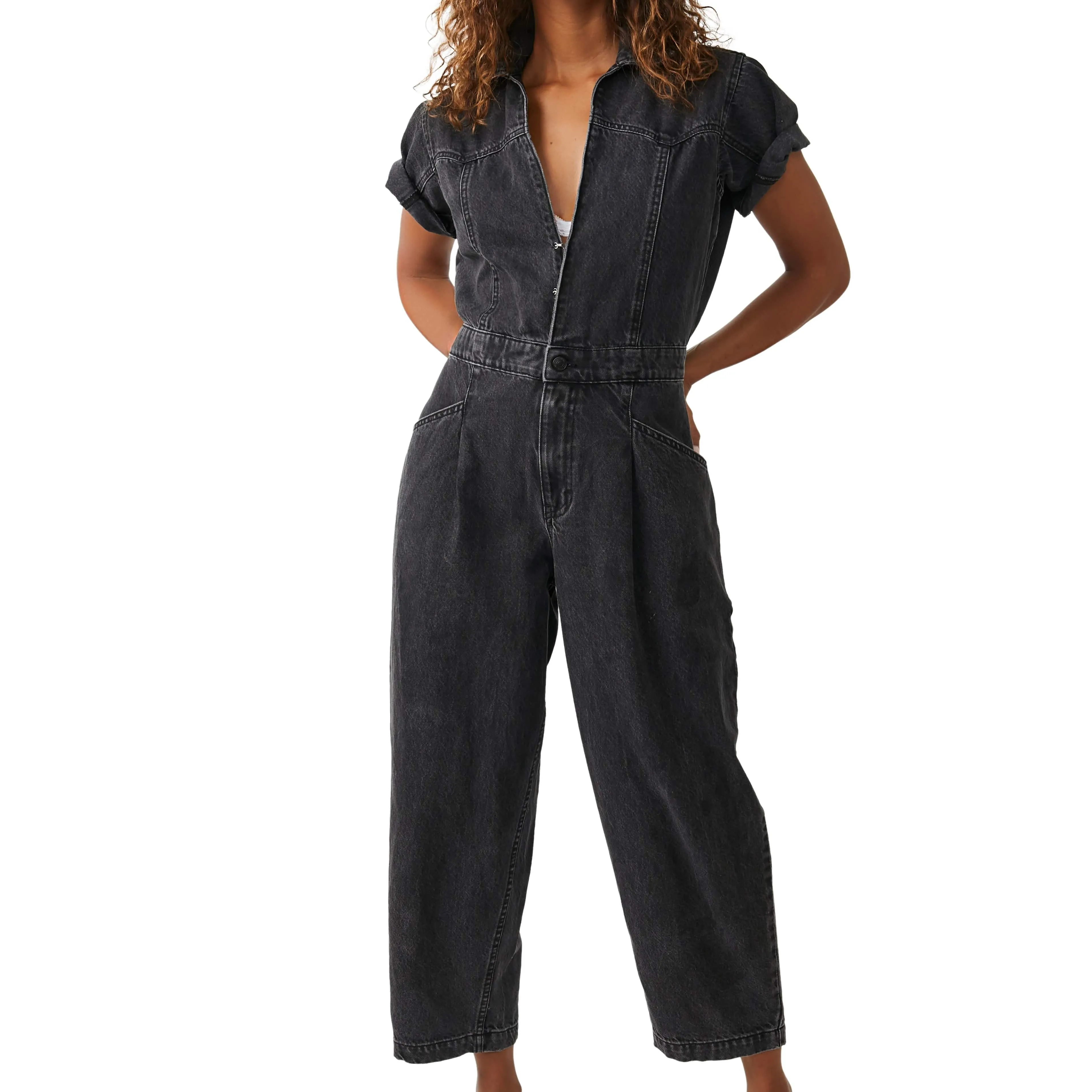 Free People Marla Trouser Jumpsuit Iron Black