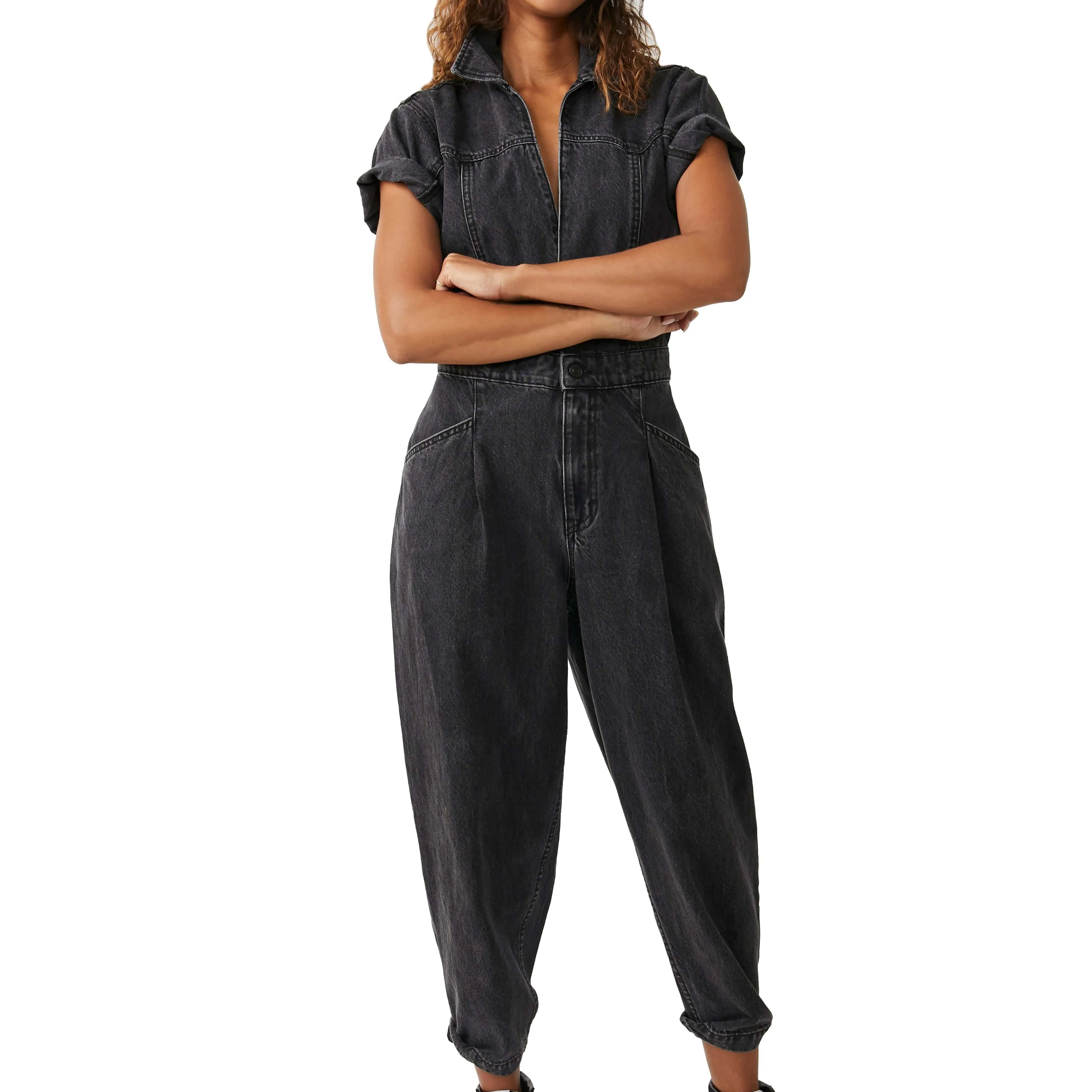 Free People Marla Trouser Jumpsuit Iron Black