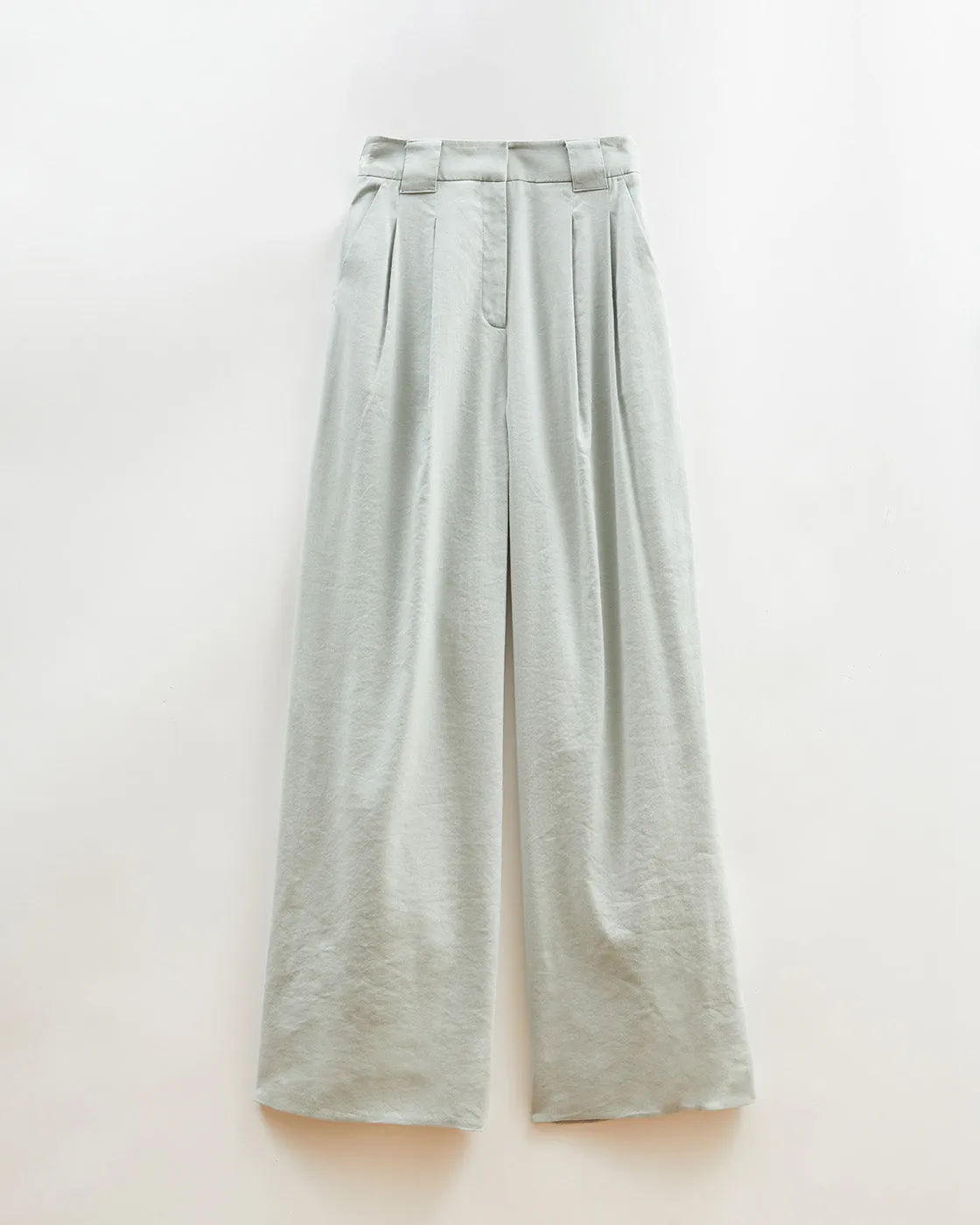 Freya Trousers Viscose Linen Blend Blue