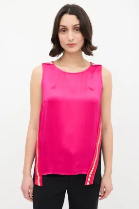 Fuchsia & Multi Satin Cape Tank Top