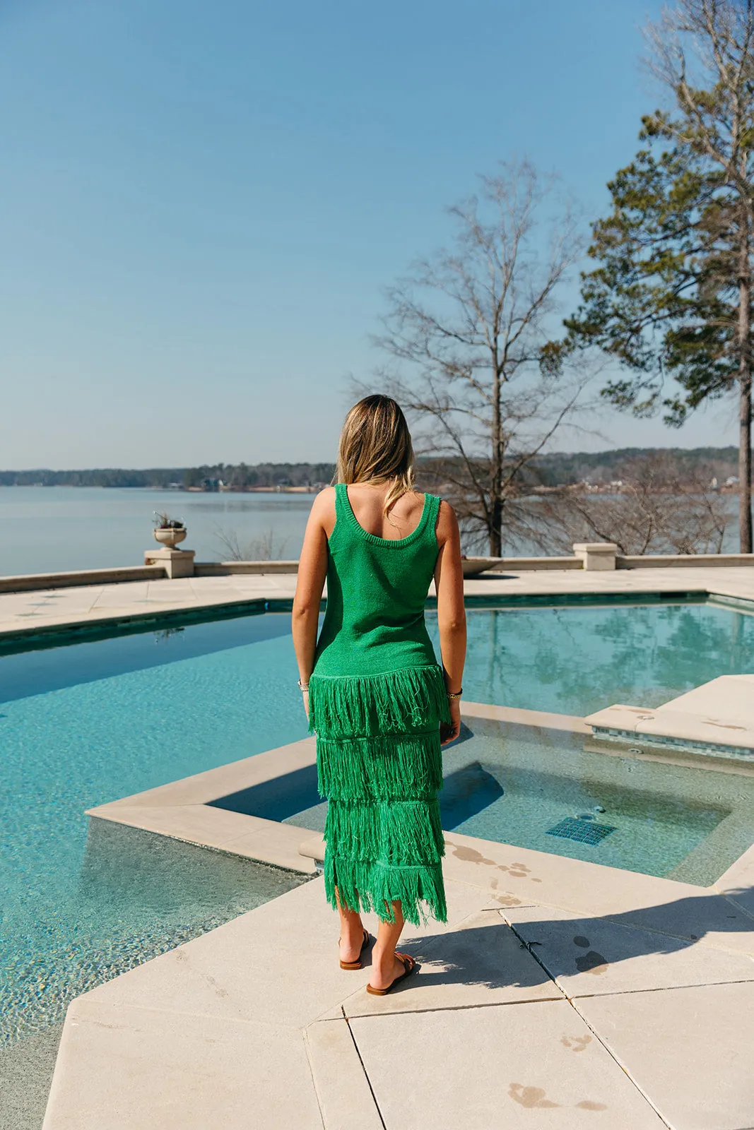 Fun In Fringe Dress - Green