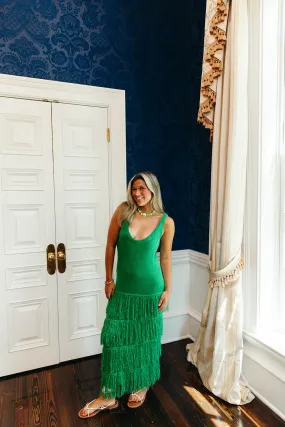 Fun In Fringe Dress - Green