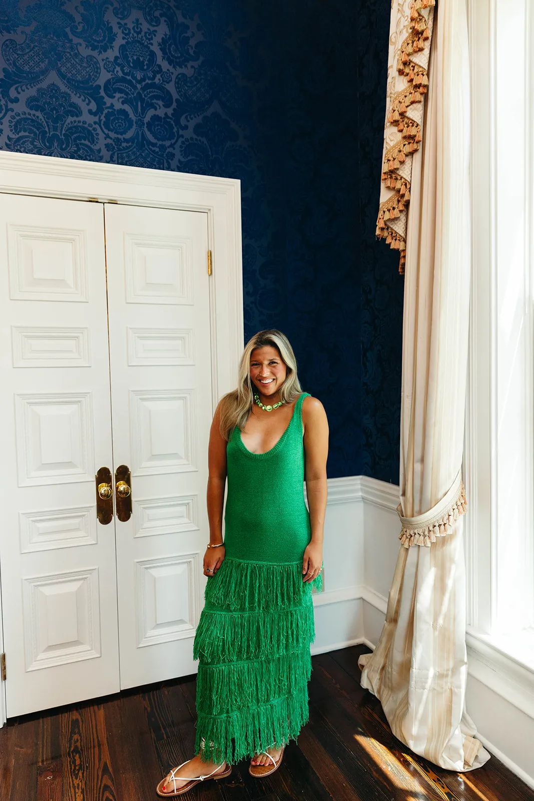 Fun In Fringe Dress - Green