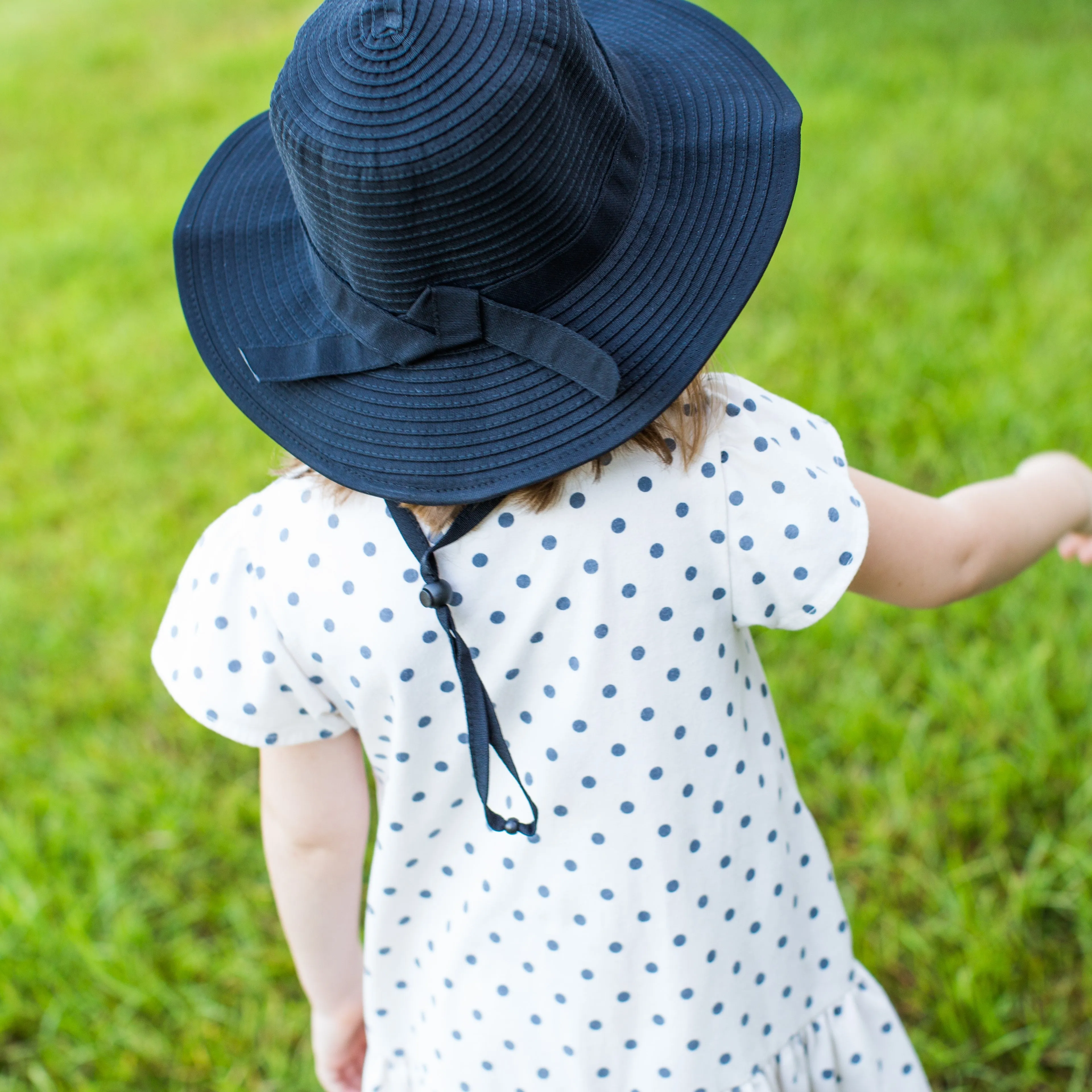 Girls Wide Brim Sun Hat - Black