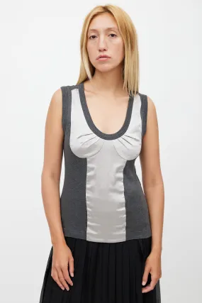 Grey Satin Bustier Top