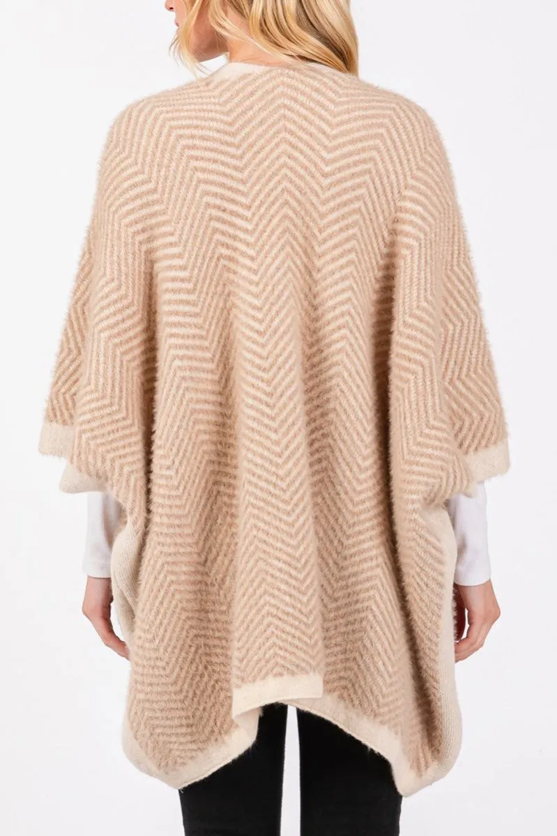 Herringbone Chilling Weather Kimono, Taupe