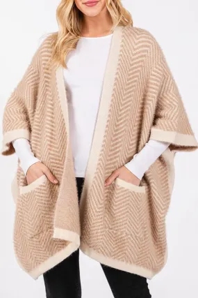 Herringbone Chilling Weather Kimono, Taupe