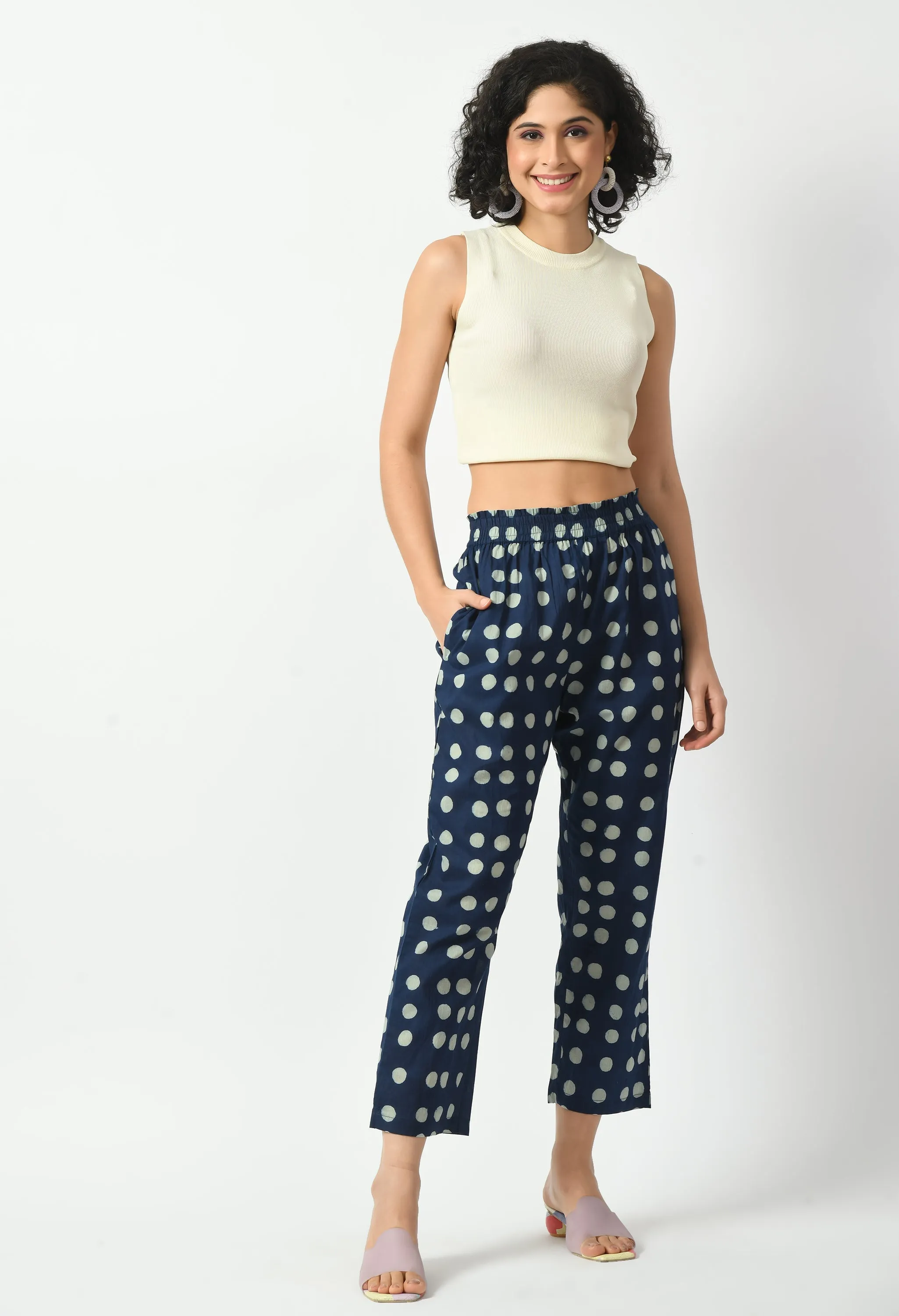 Indigo Relaxed Cotton Trousers