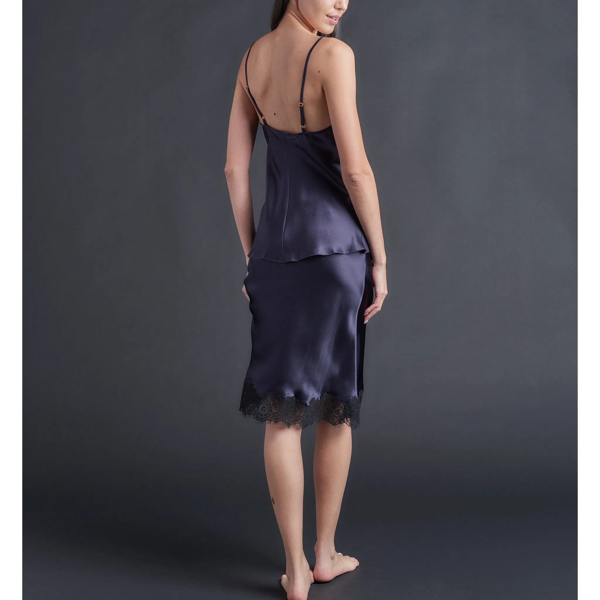 Kali Half Slip in Aubergine Silk Charmeuse