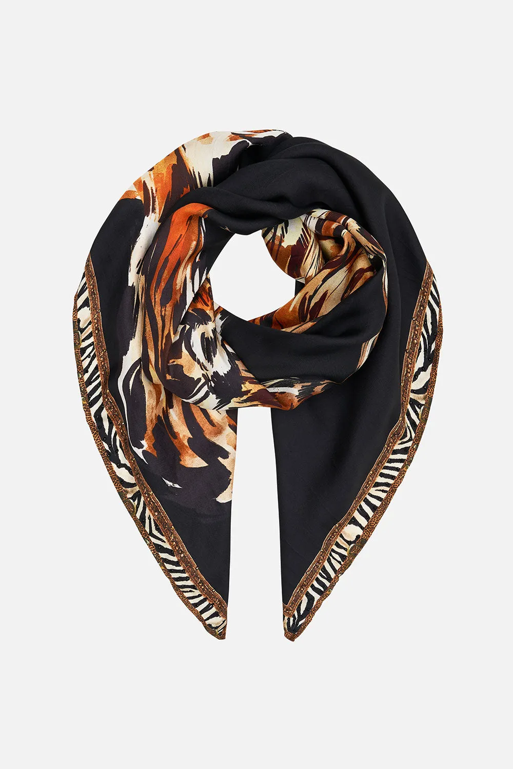 LARGE SQUARE SCARF TIGER TALK