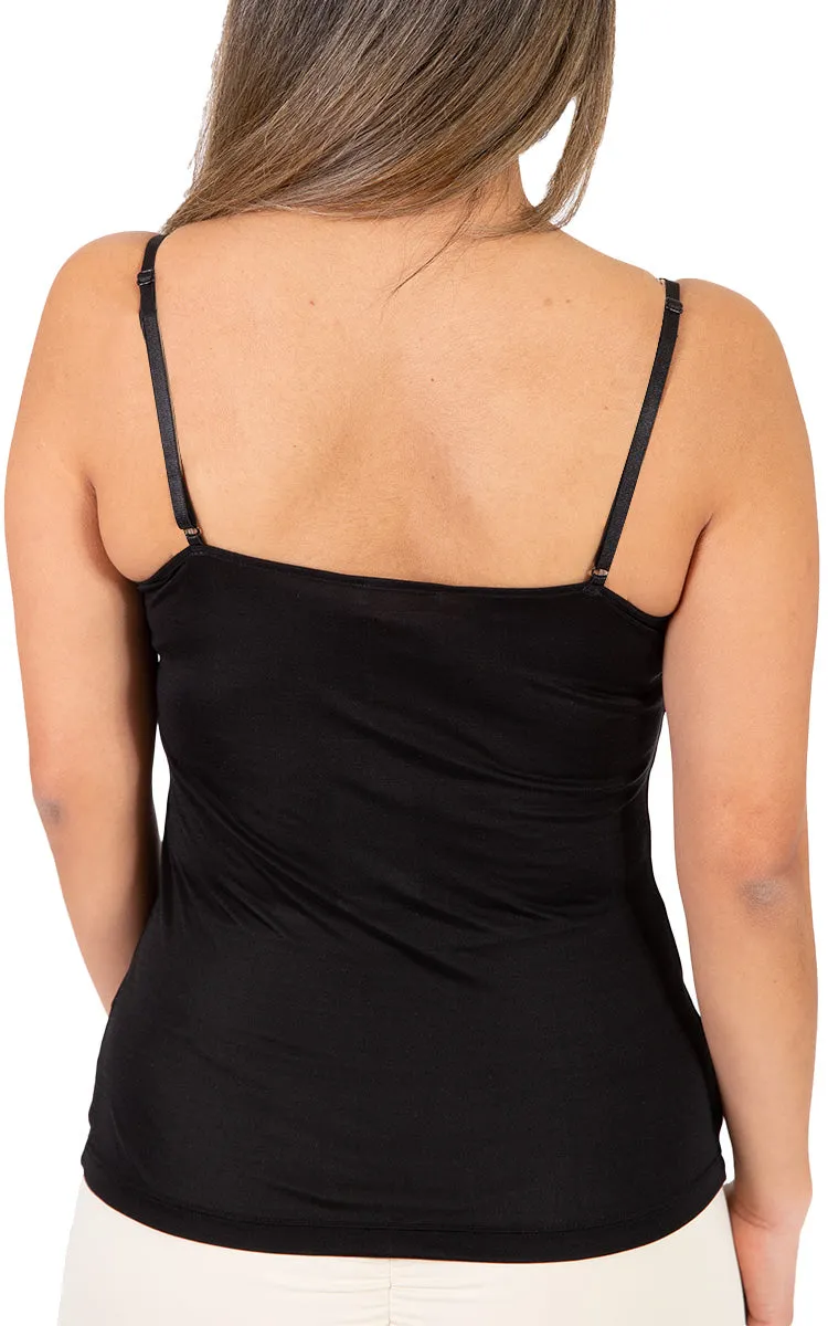 Love & Lustre 100% Silk Camisole with Lace in Black LL914