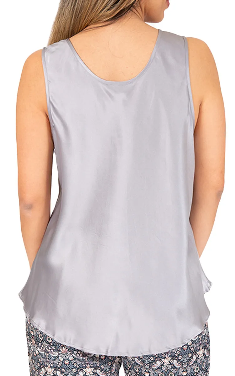 Love & Lustre 100% Silk Camisole with Round Neck in Pewter LL530