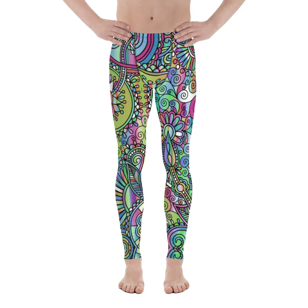 Men's Leggings, Party Pants, Festival, Rave, Tights, Gym, Wrestling, Yoga, Man Pants, Psychedelic Party, Muted Forest Tones