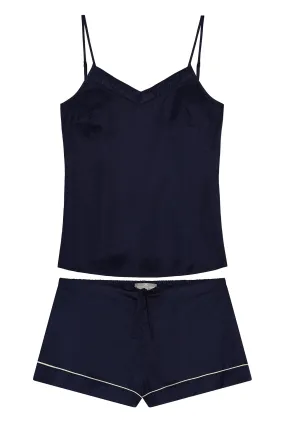 Mulberry Silk Camisole & Shorts Set - Midnight Navy