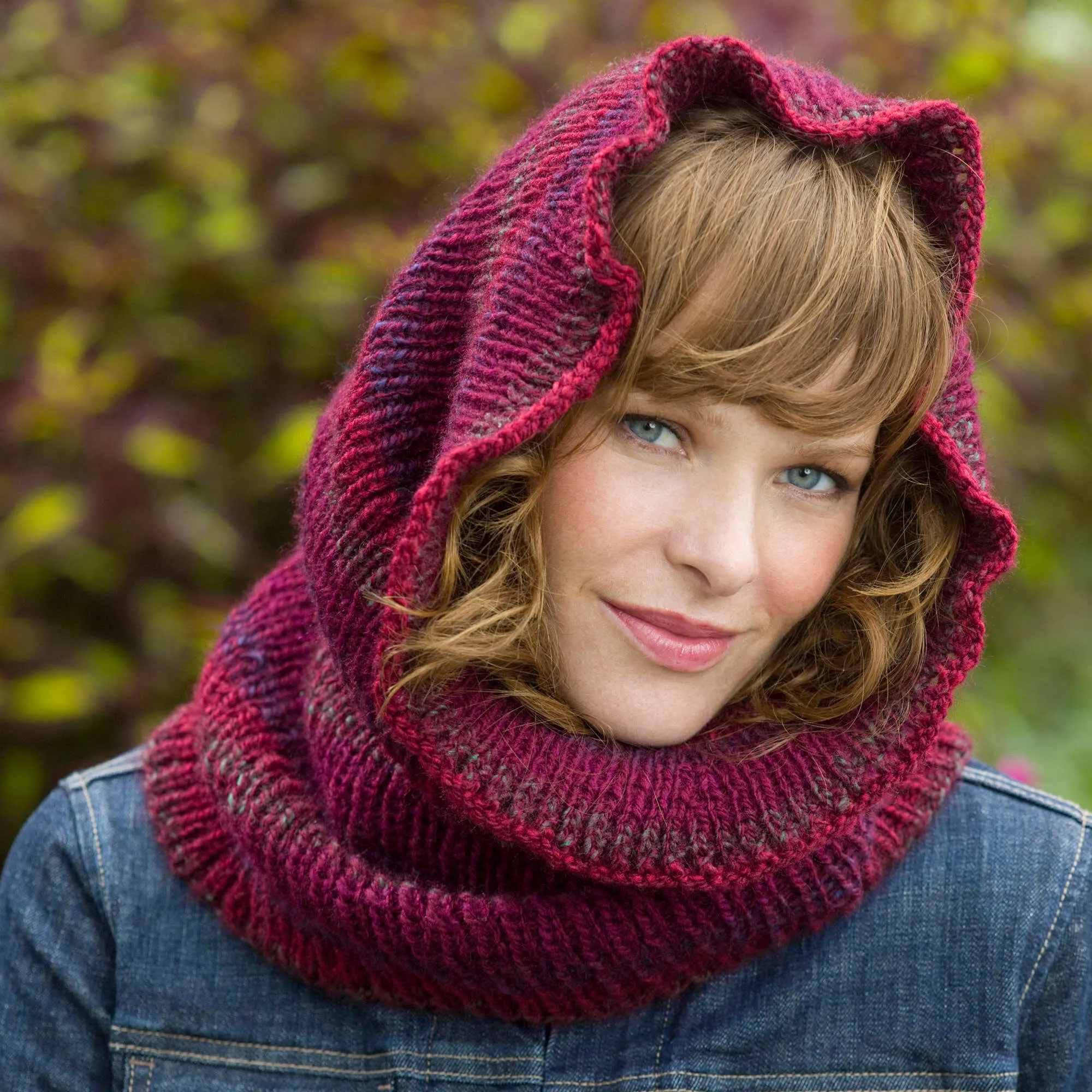 Red Heart Knit Cowl Hood Warmer