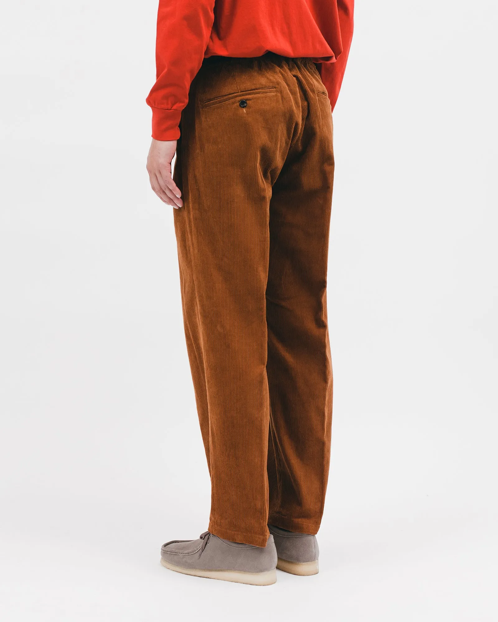 Relaxed Pleated Trouser - Camel Cord