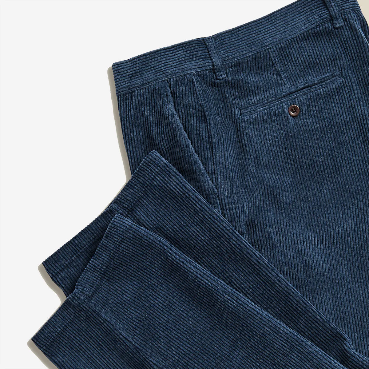 Relaxed Tapered Corduroy Trousers - Navy