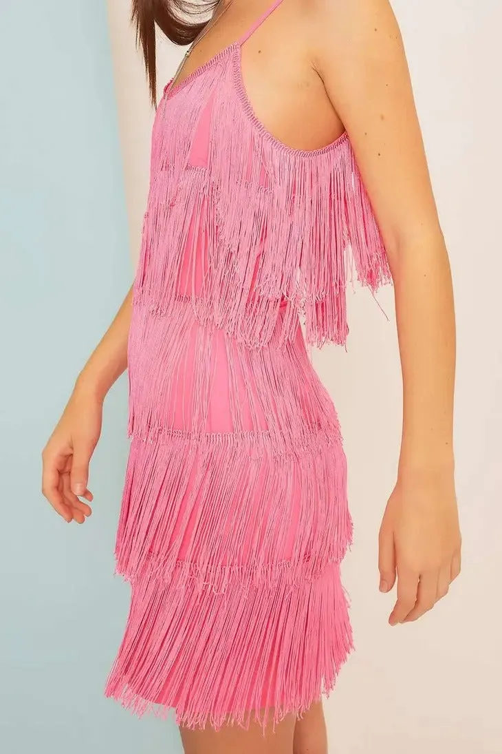 Shake It Off Fringe Mini Dress