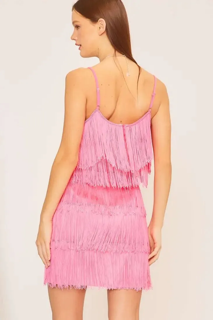 Shake It Off Fringe Mini Dress