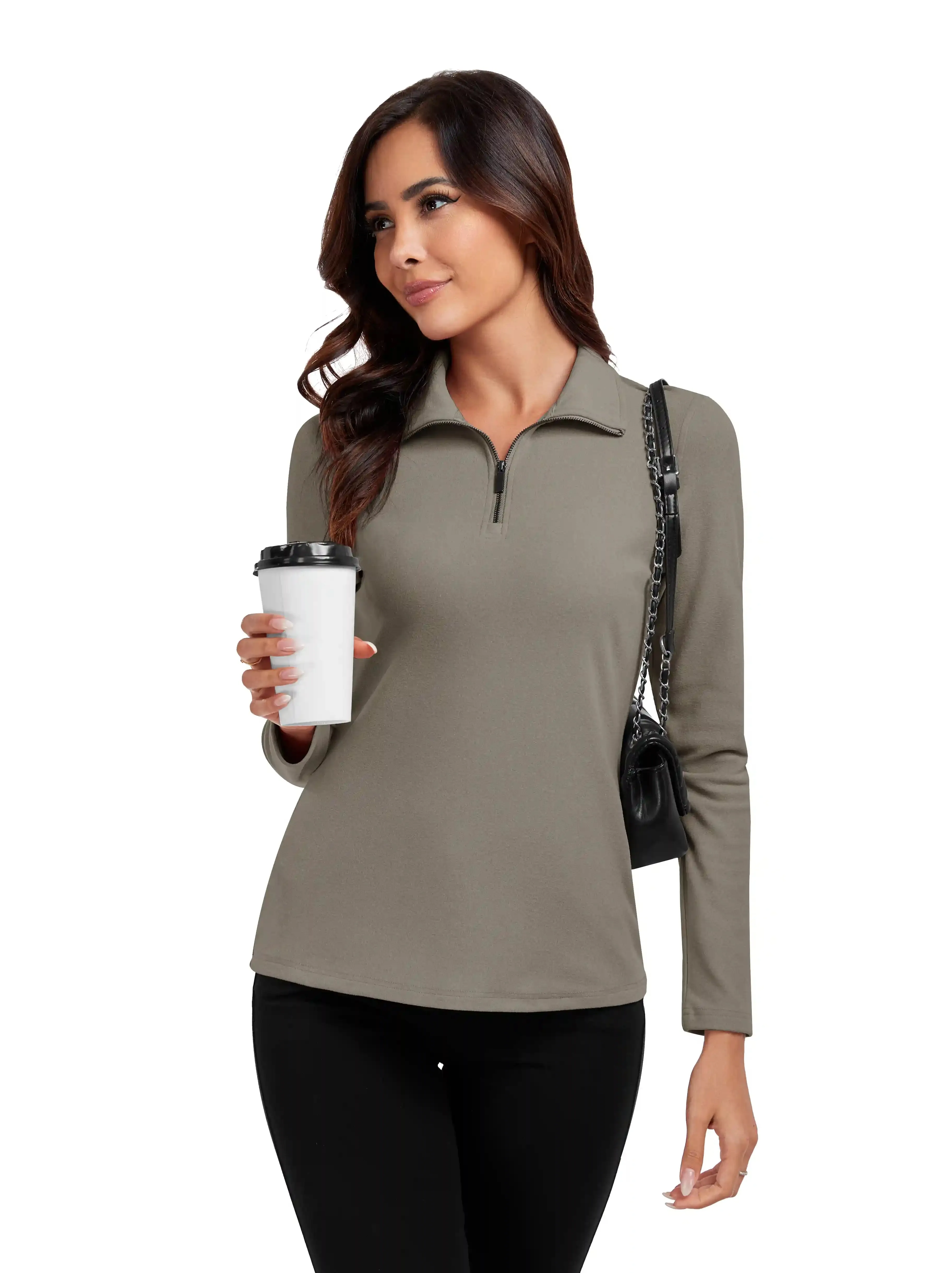 SOcomfi™ Quarter-zip Long-sleeve Tops for Women