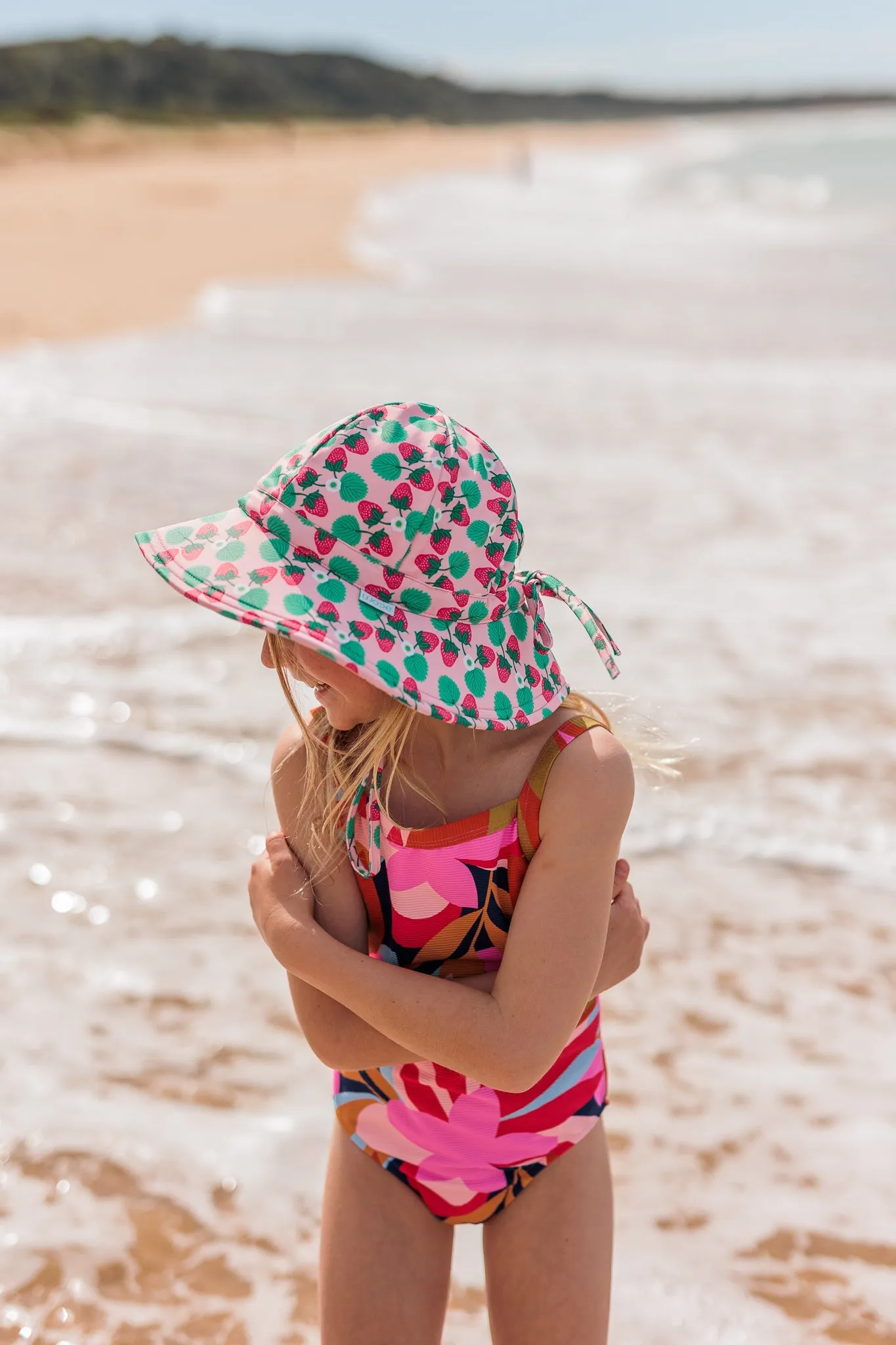 Strawberry Wide Brim Swim Hat